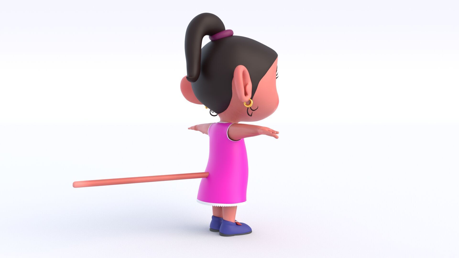 Cartoon Monkey Girl Low-poly 3D model_4