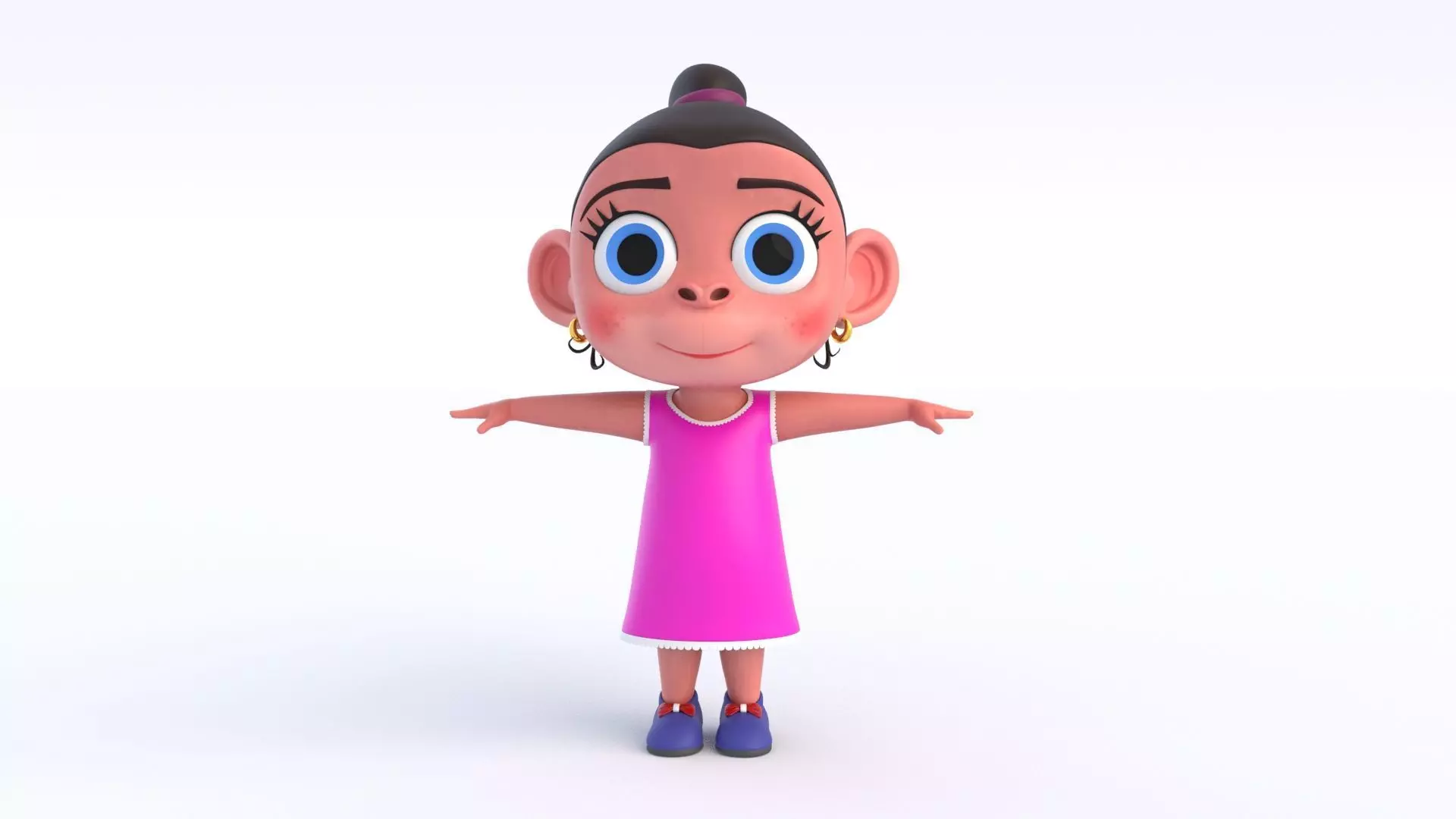 Cartoon Monkey Girl Low-poly 3D model_0
