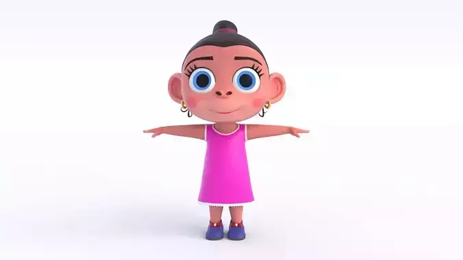 Cartoon Monkey Girl Low-poly 3D model