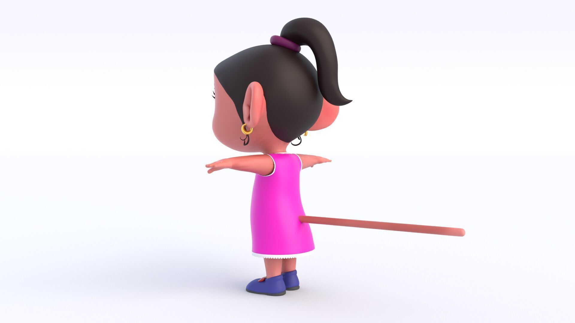 Cartoon Monkey Girl Low-poly 3D model_6