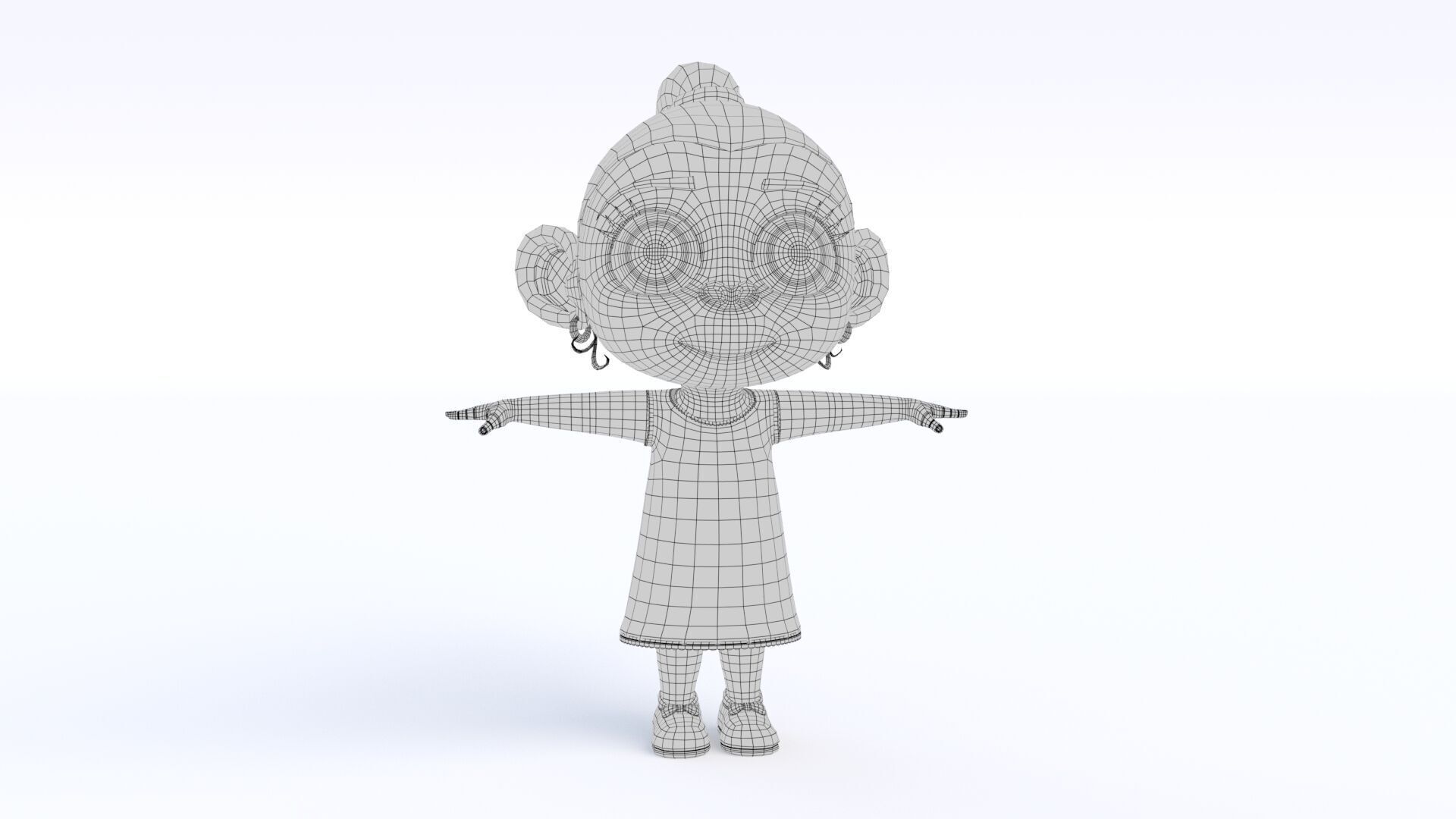 Cartoon Monkey Girl Low-poly 3D model_11