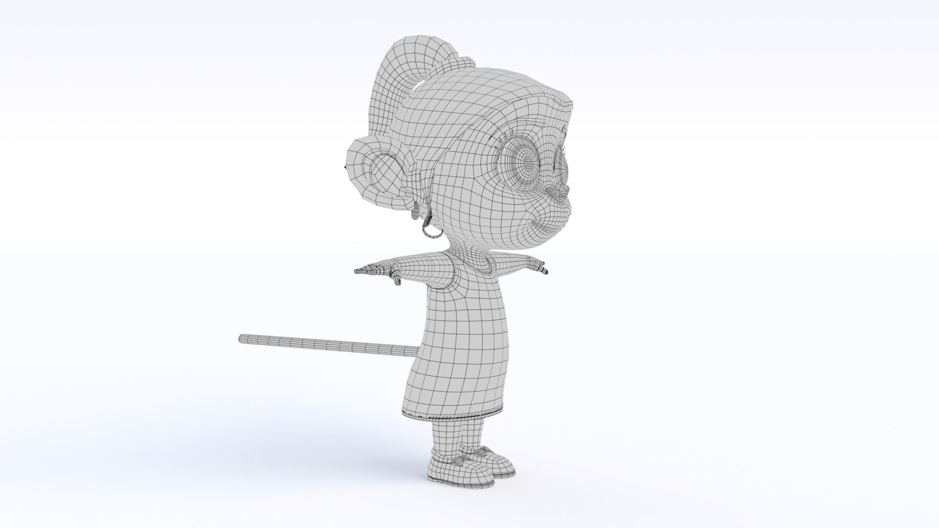 Cartoon Monkey Girl Low-poly 3D model_13