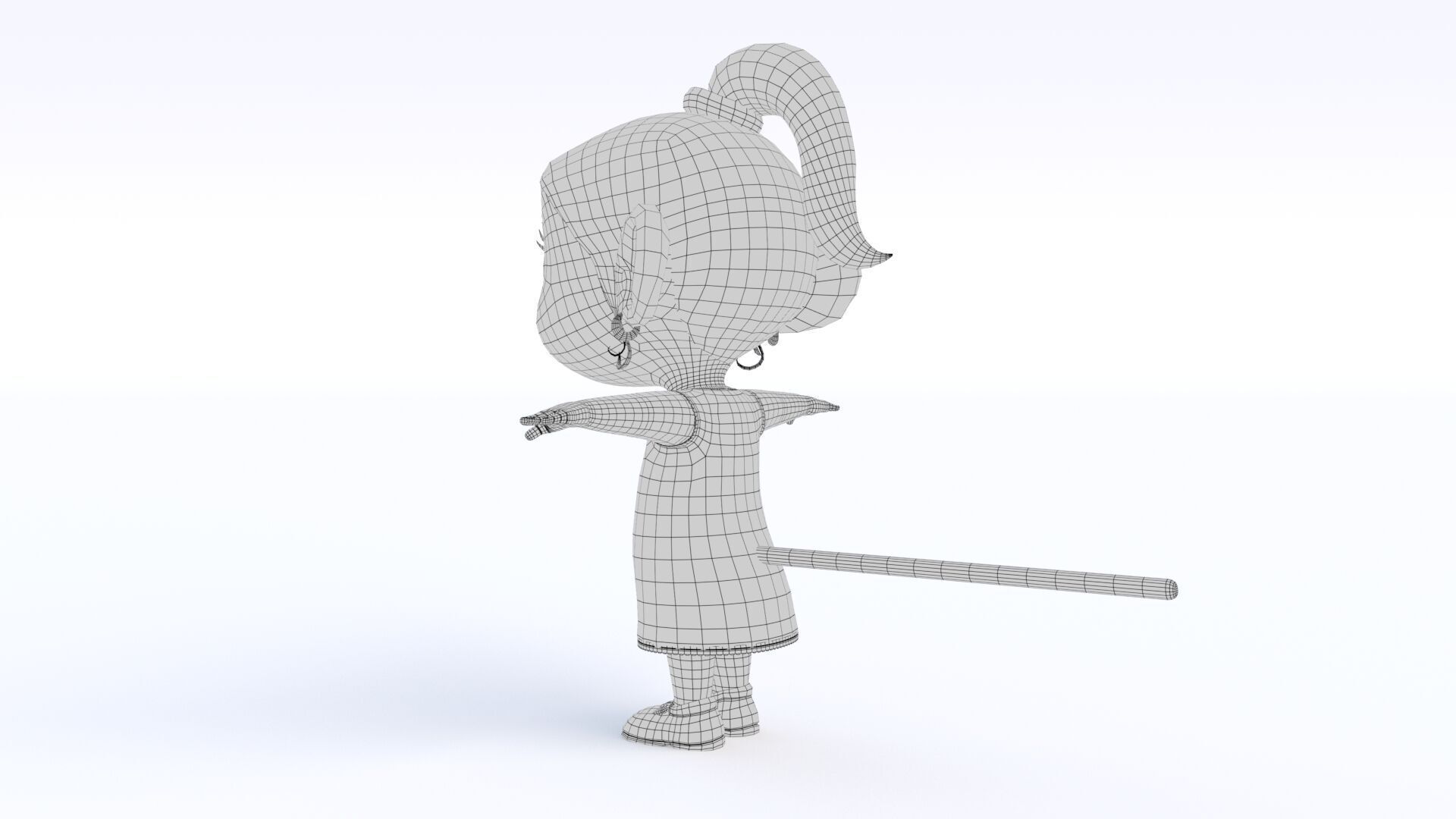 Cartoon Monkey Girl Low-poly 3D model_16