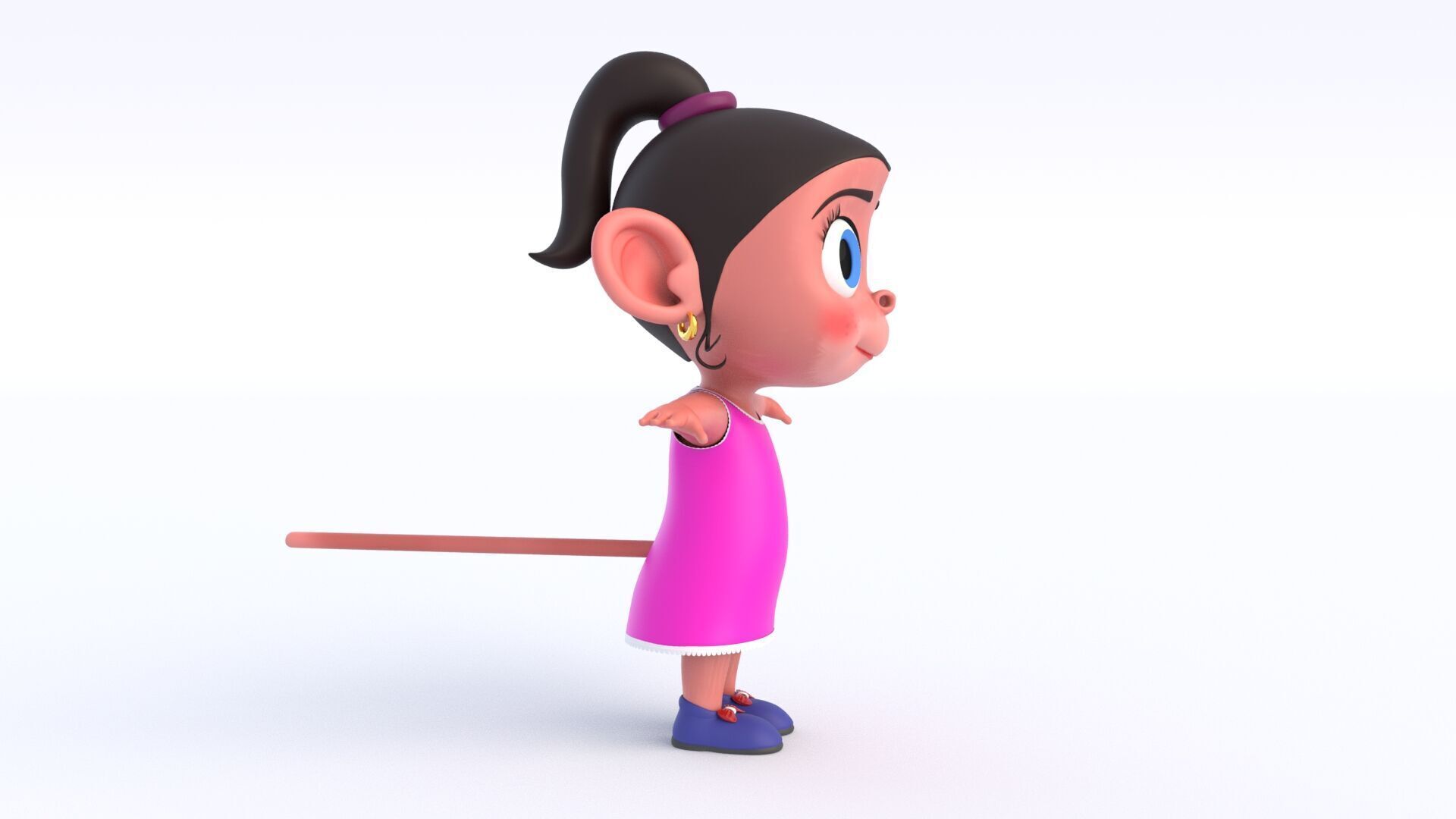 Cartoon Monkey Girl Low-poly 3D model_3