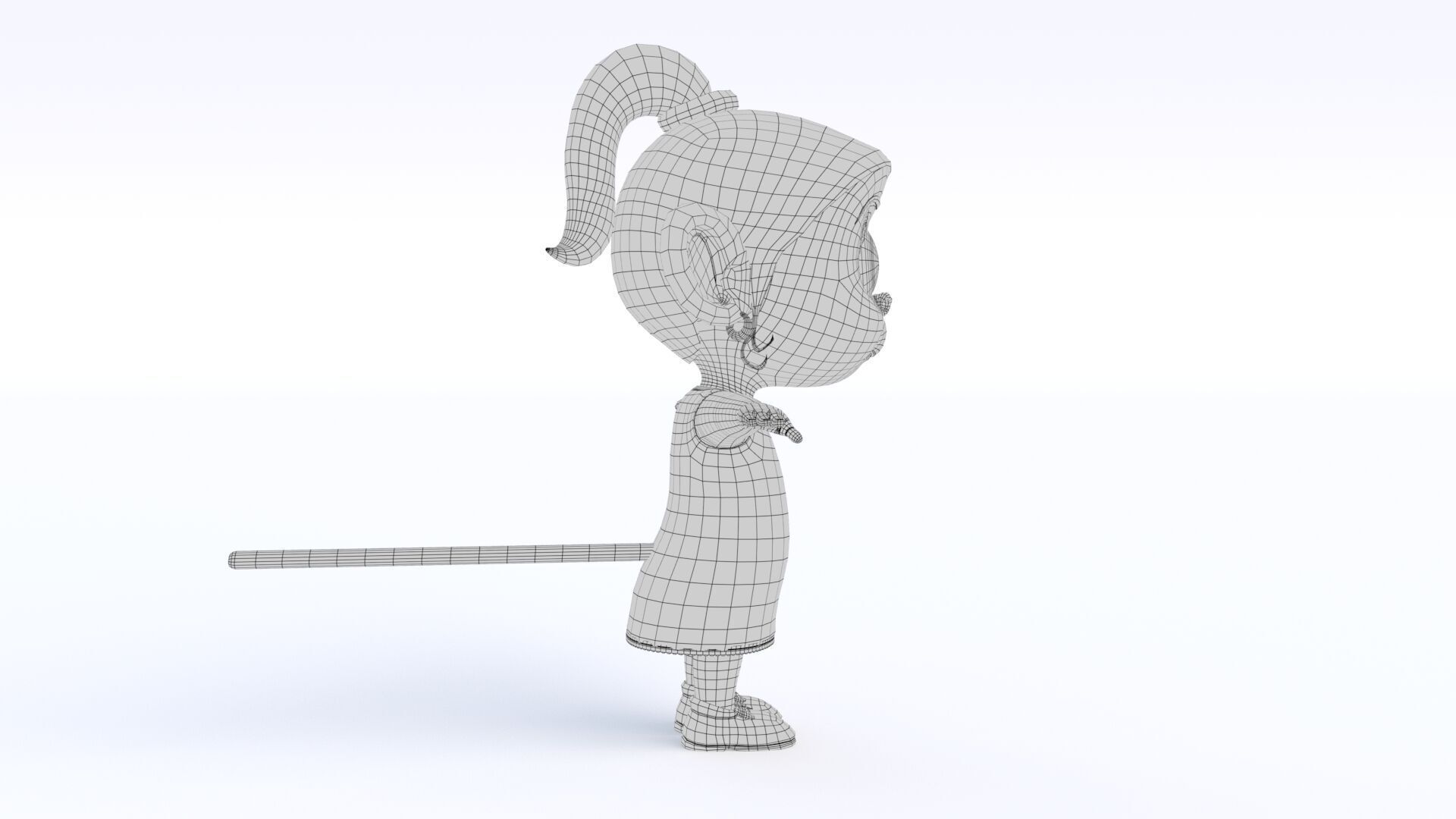 Cartoon Monkey Girl Low-poly 3D model_14