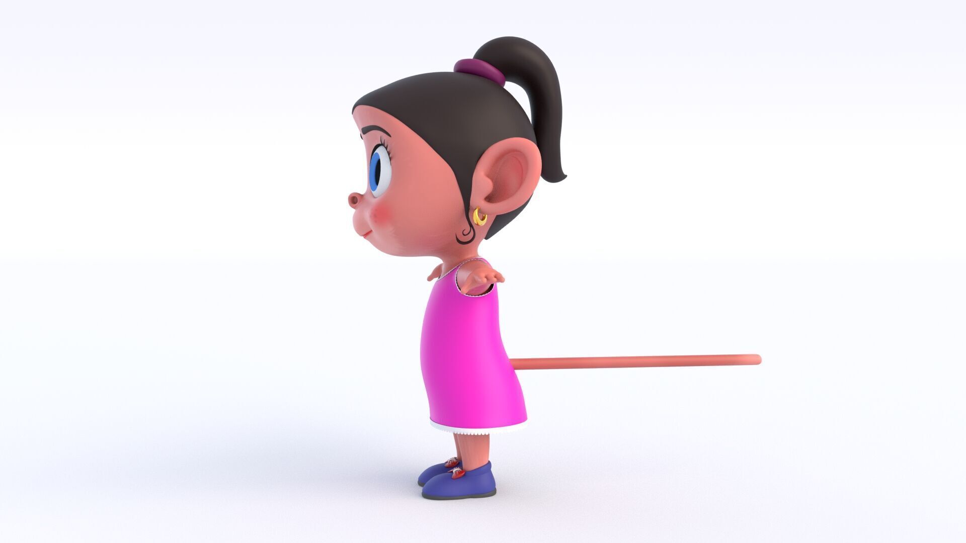 Cartoon Monkey Girl Low-poly 3D model_7