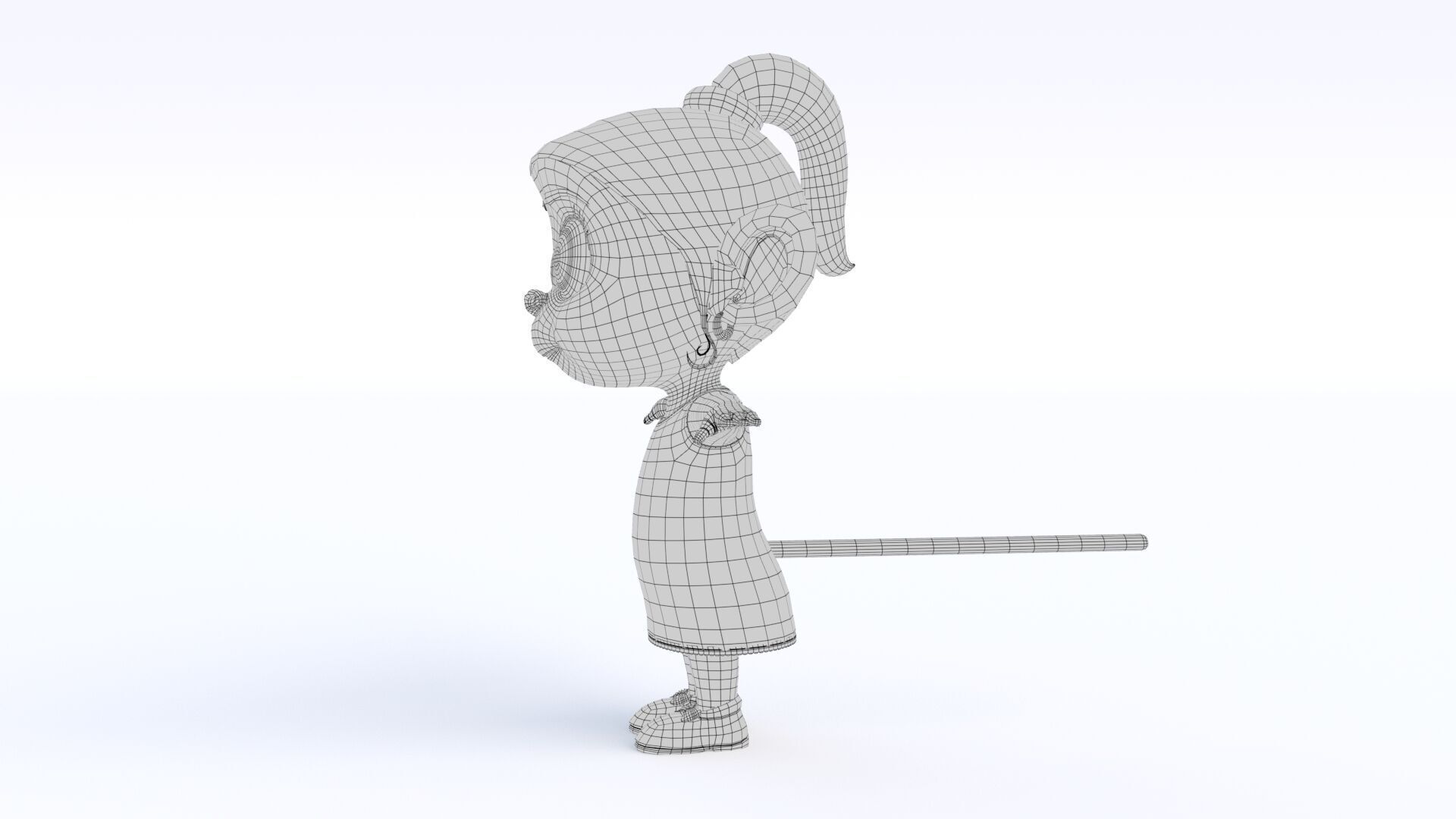 Cartoon Monkey Girl Low-poly 3D model_17