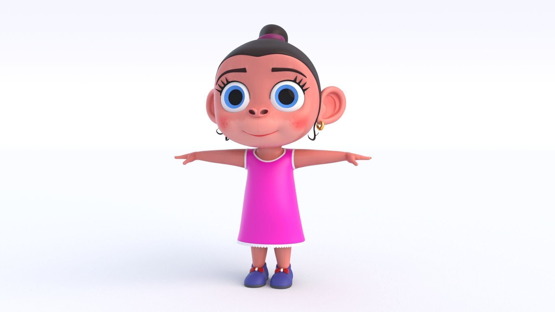 Cartoon Monkey Girl Low-poly 3D model_9