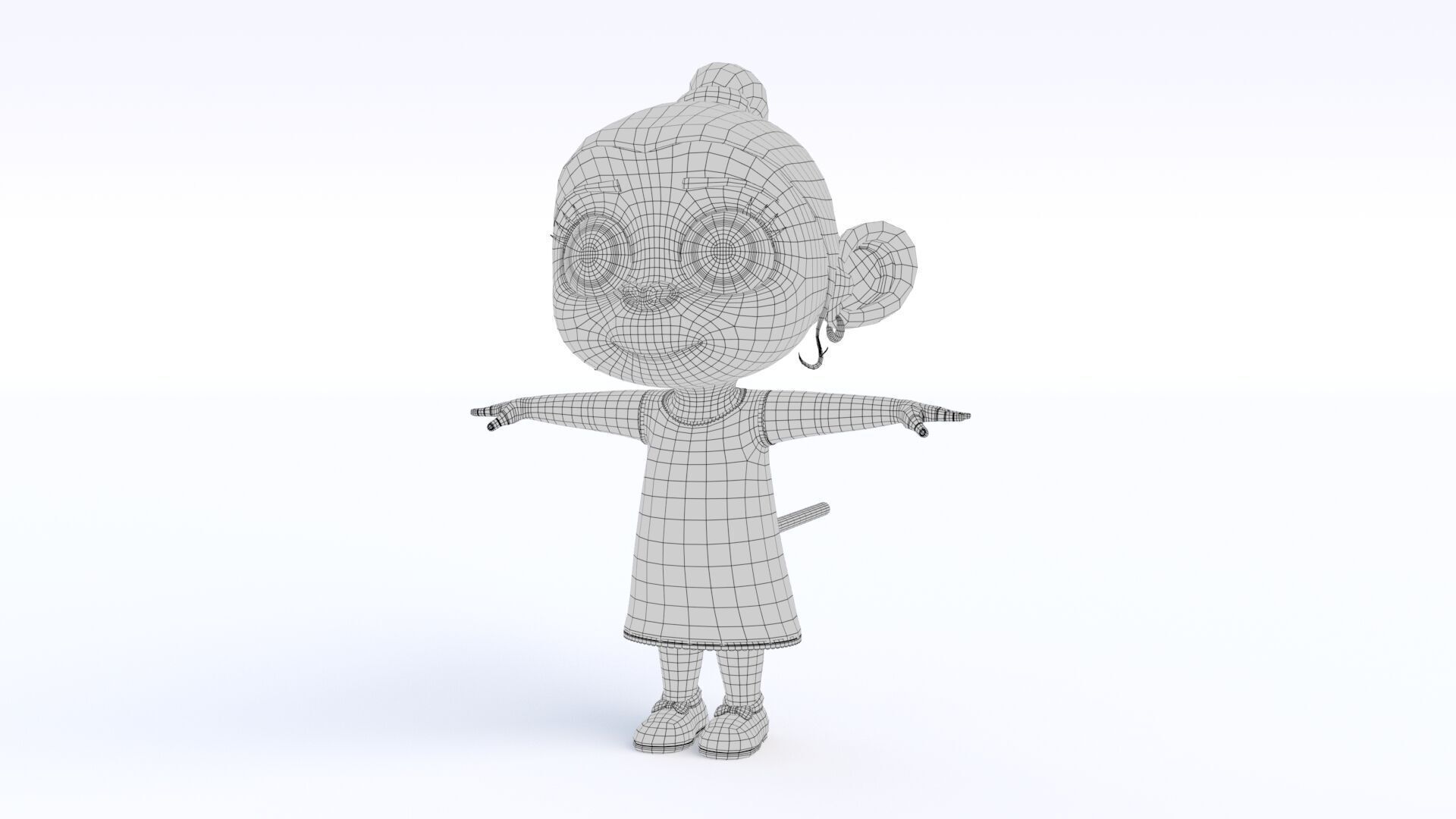 Cartoon Monkey Girl Low-poly 3D model_19