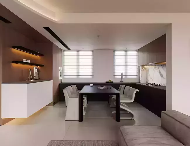 Modern living room dining room bedroom