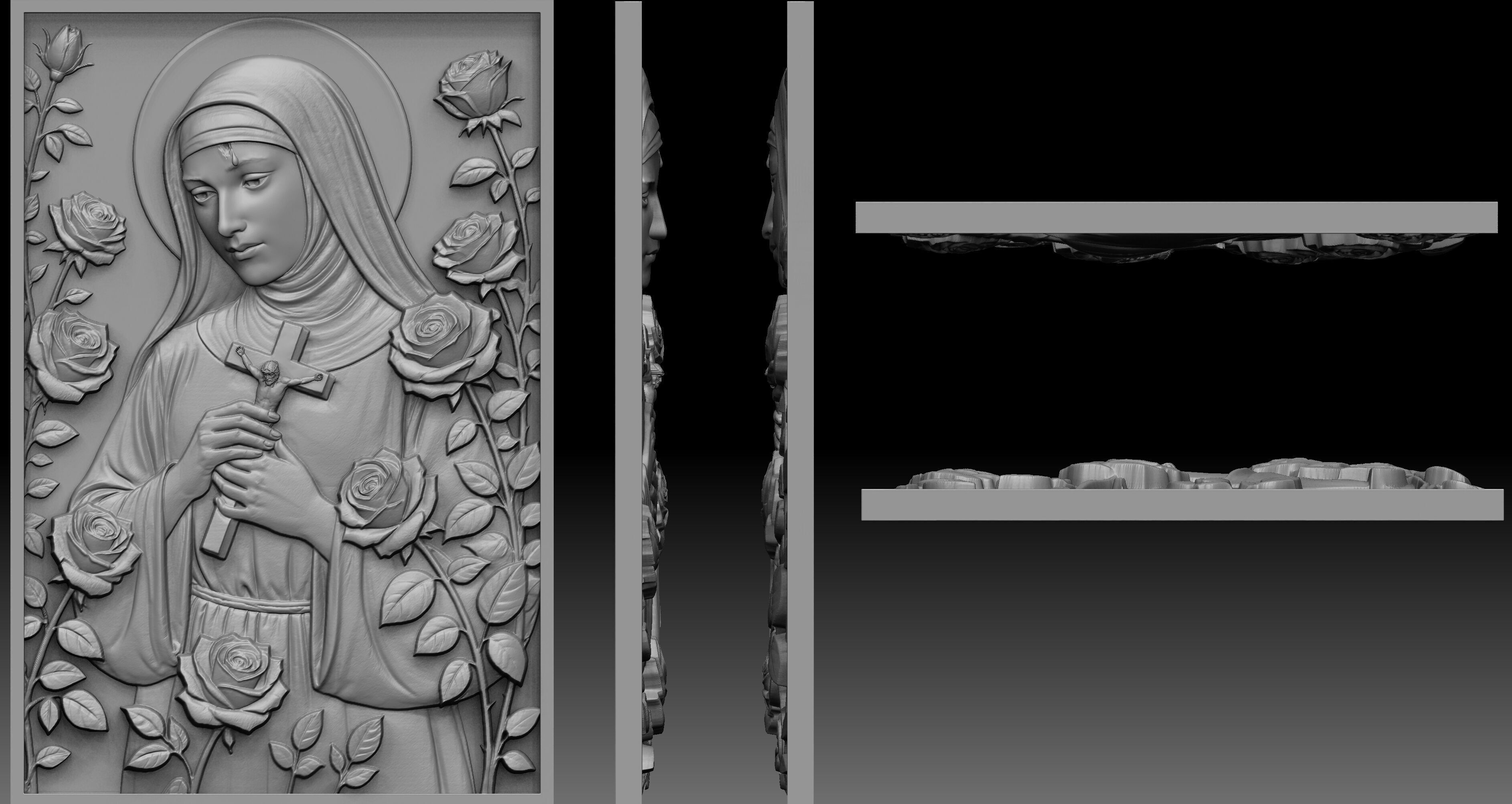 Saint Rita Relief 3D print model_2