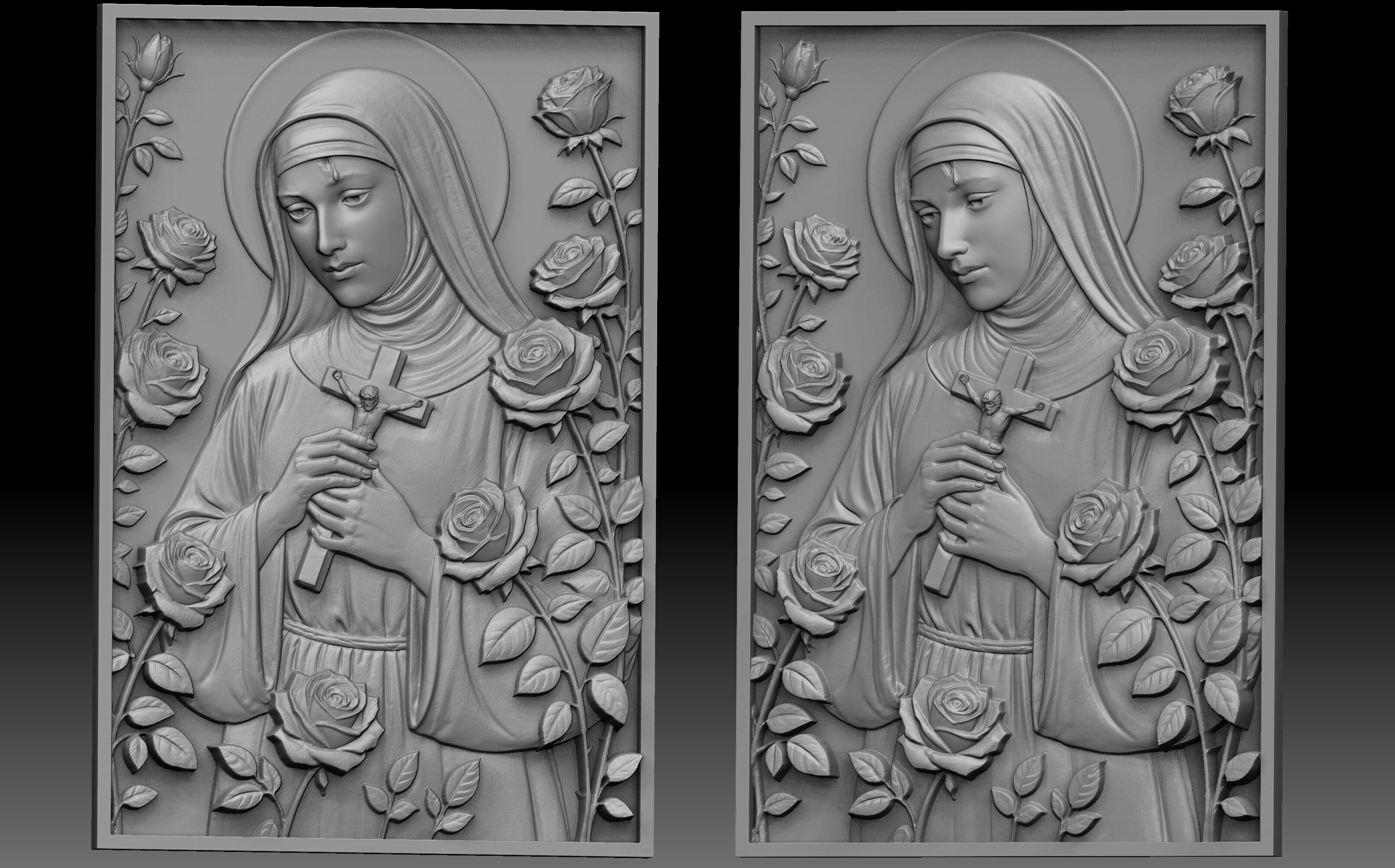 Saint Rita Relief 3D print model_1
