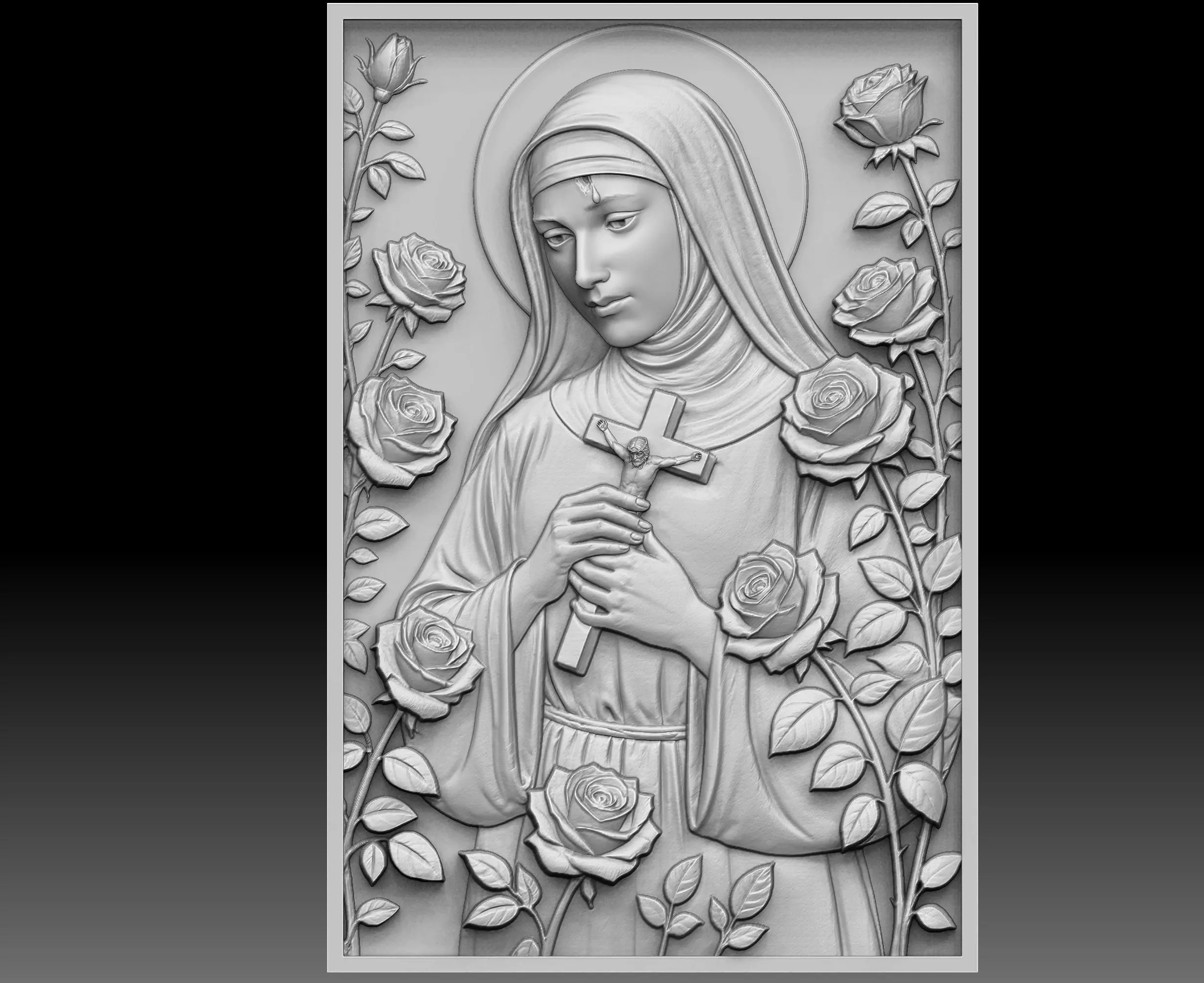 Saint Rita Relief 3D print model_0