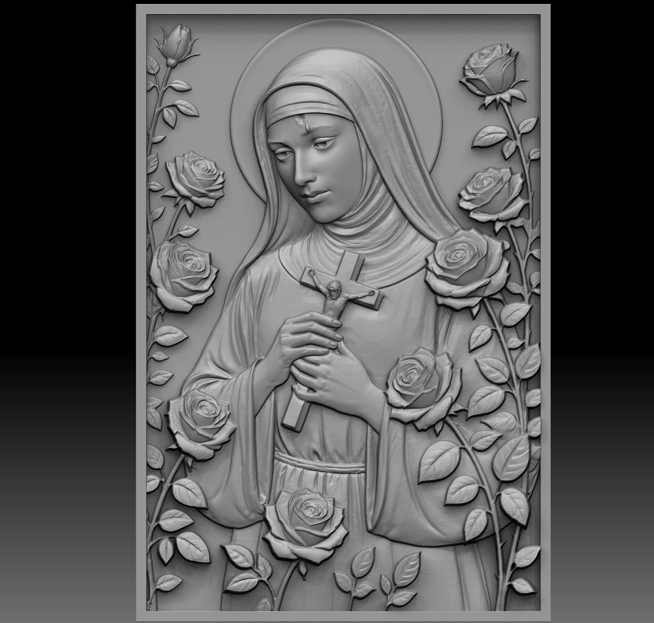 Saint Rita Relief 3D print model_4