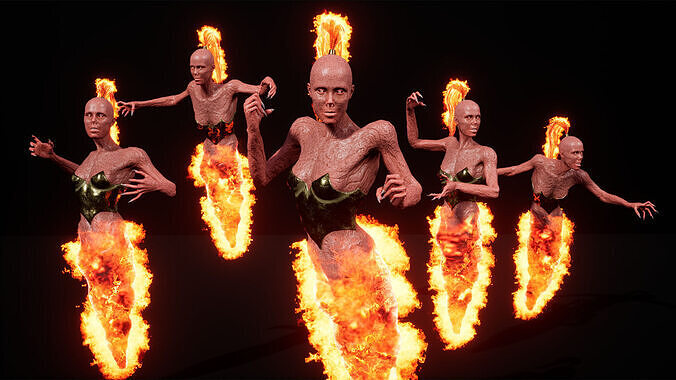 Hell ifrit female low-poly game engine ready 3D model Low-poly 3D model
