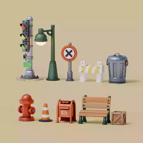 Low Poly Street Elements