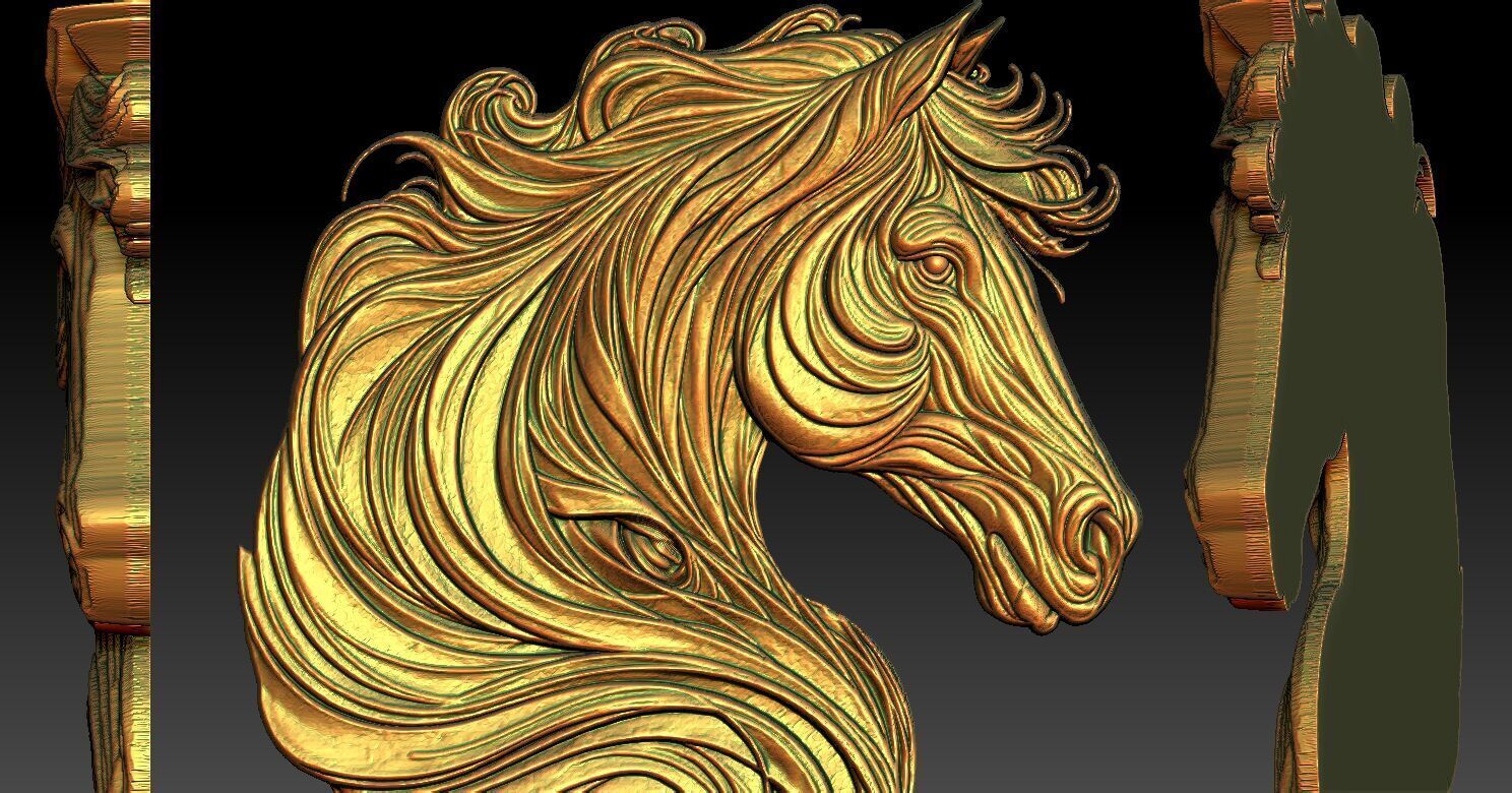 2 horse CNC Relief Model 3D print model_5