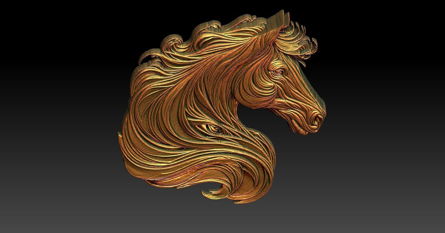 2 horse CNC Relief Model 3D print model_4
