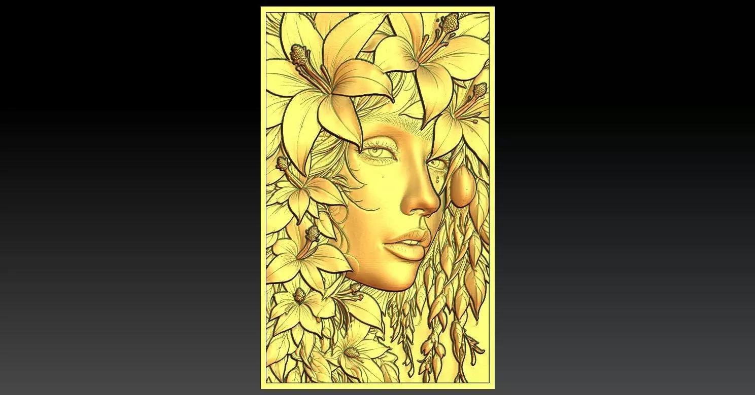 1 girl and flower CNC Relief Model 3D print model