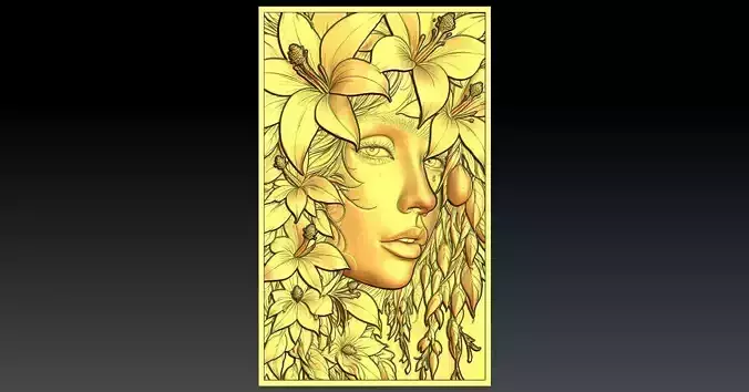 1 girl and flower CNC Relief Model 3D print model