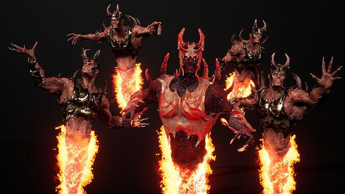 Hell ifrit warrior low-poly game engine ready 3D model Low-poly 3D model