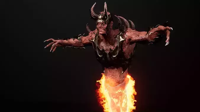 Hell ifrit warrior low-poly game engine ready 3D model Low-poly 3D model