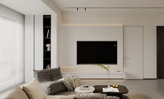 Modern living room dining room 3D model 5