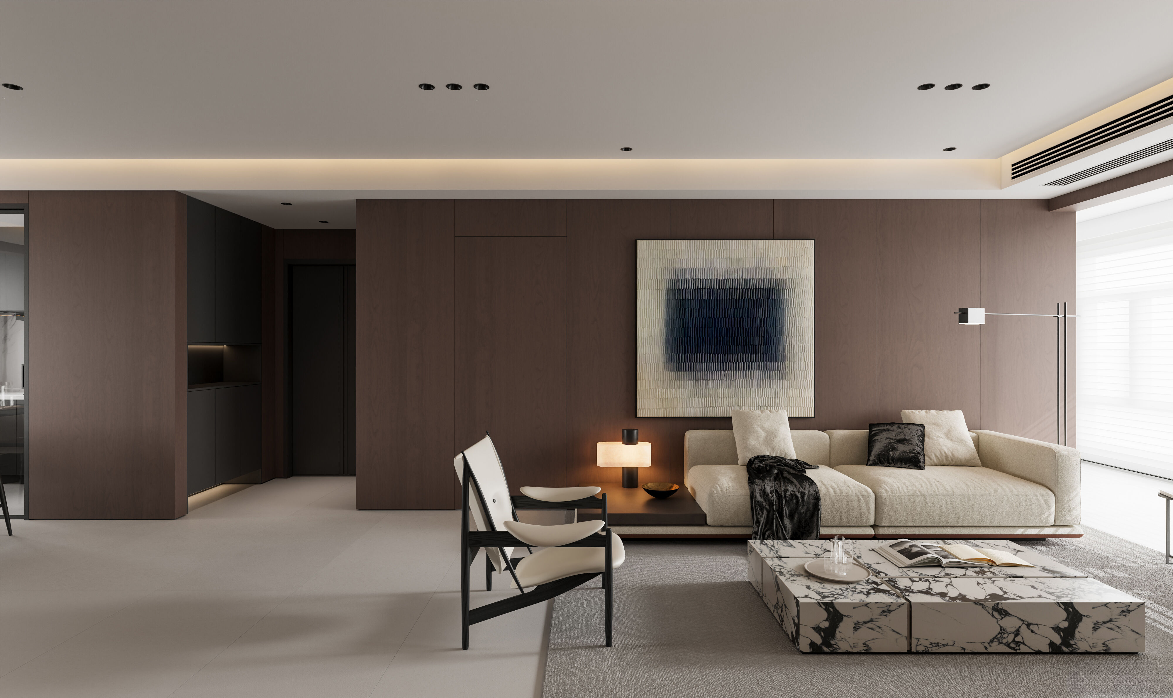 Living and dining room 3D model_2