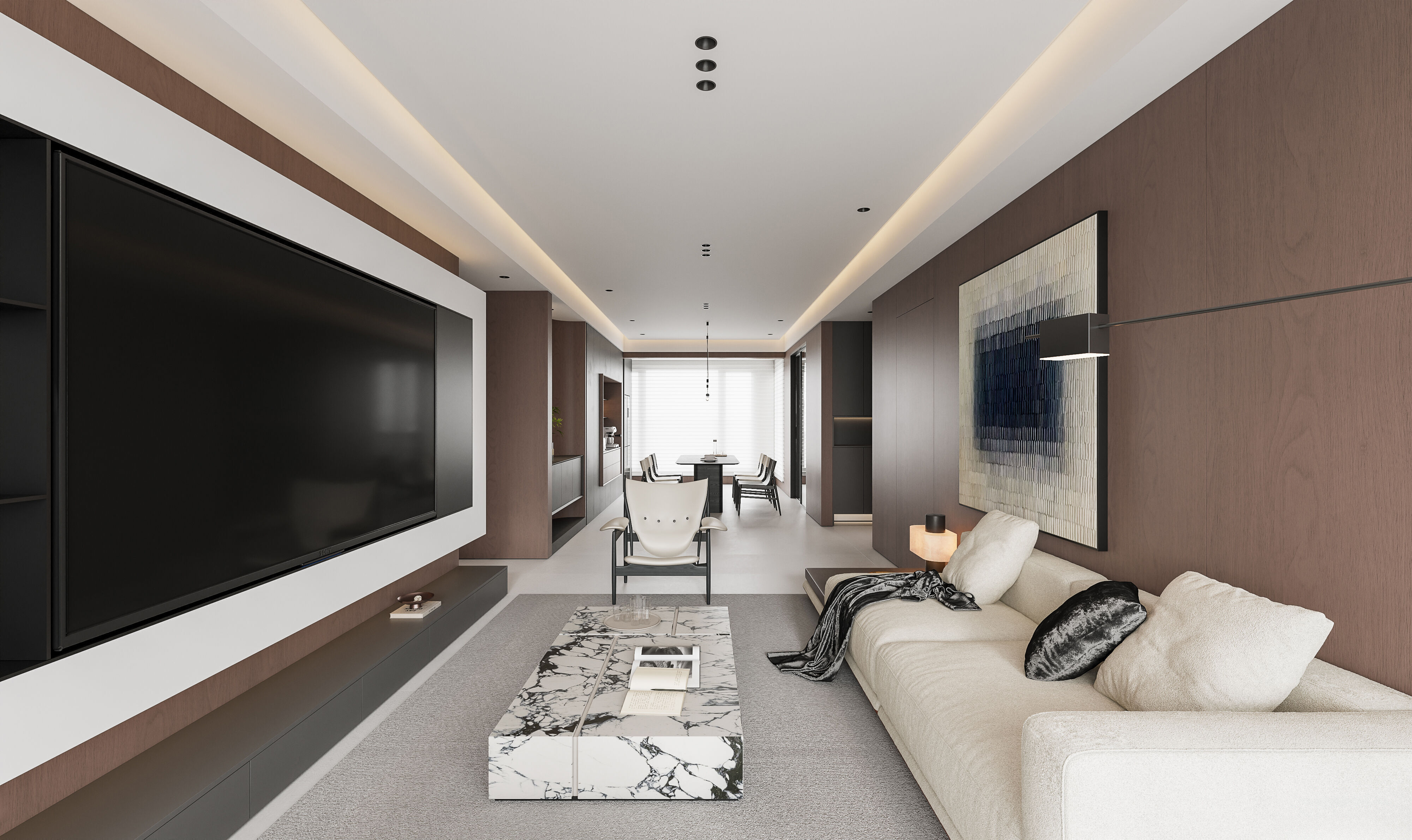 Living and dining room 3D model_3