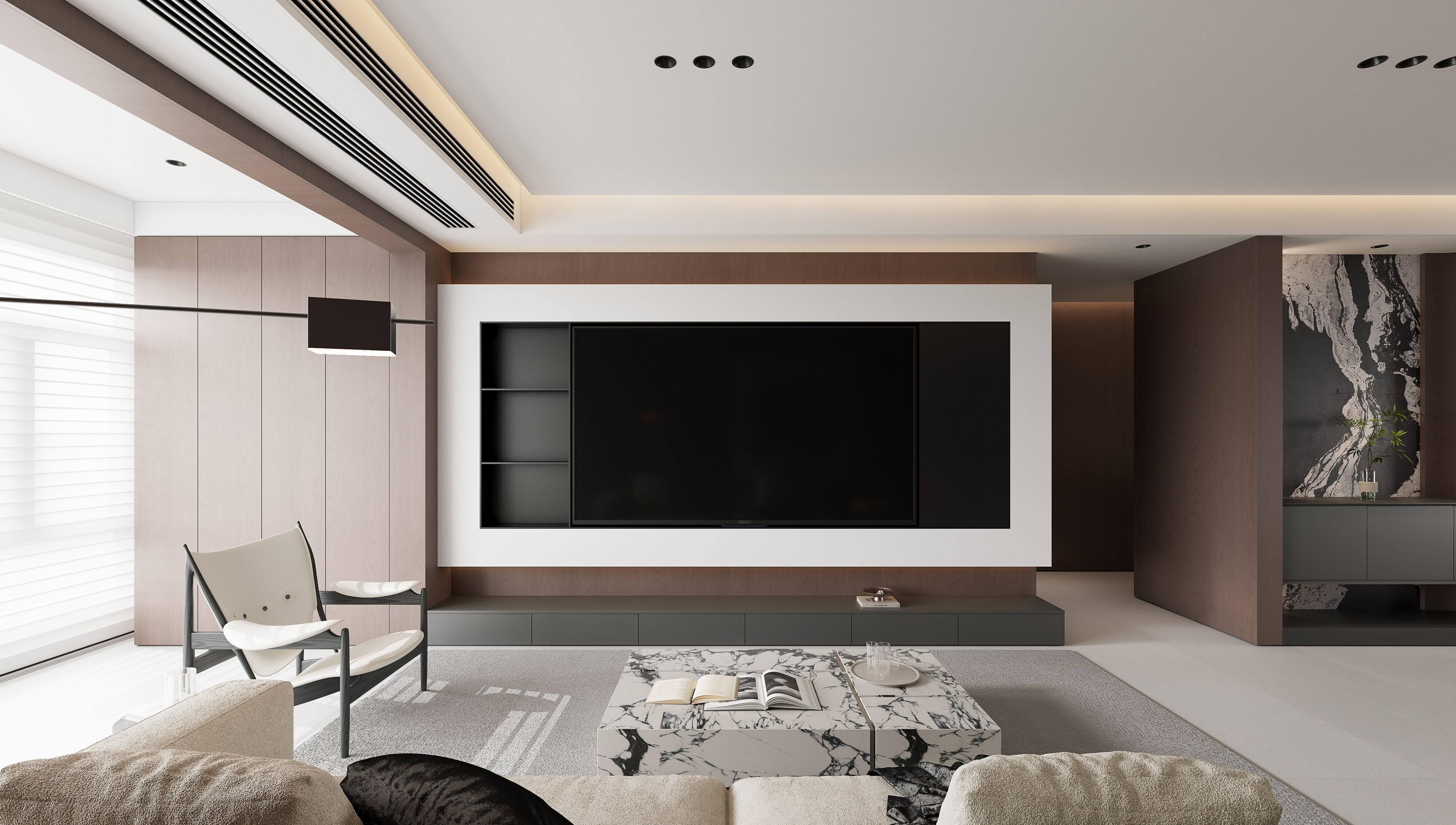 Living and dining room 3D model_1