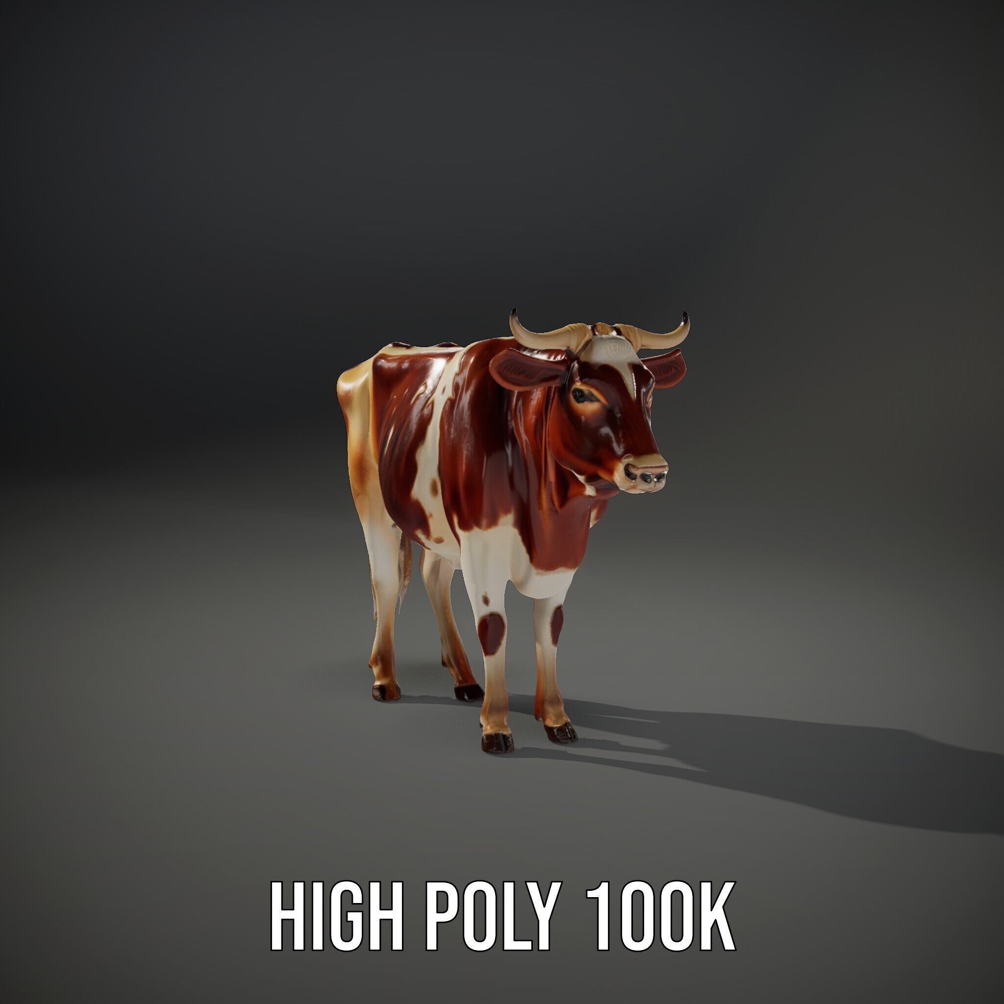 Realistic Cow model pack for animation and games Low-poly 3D model_15