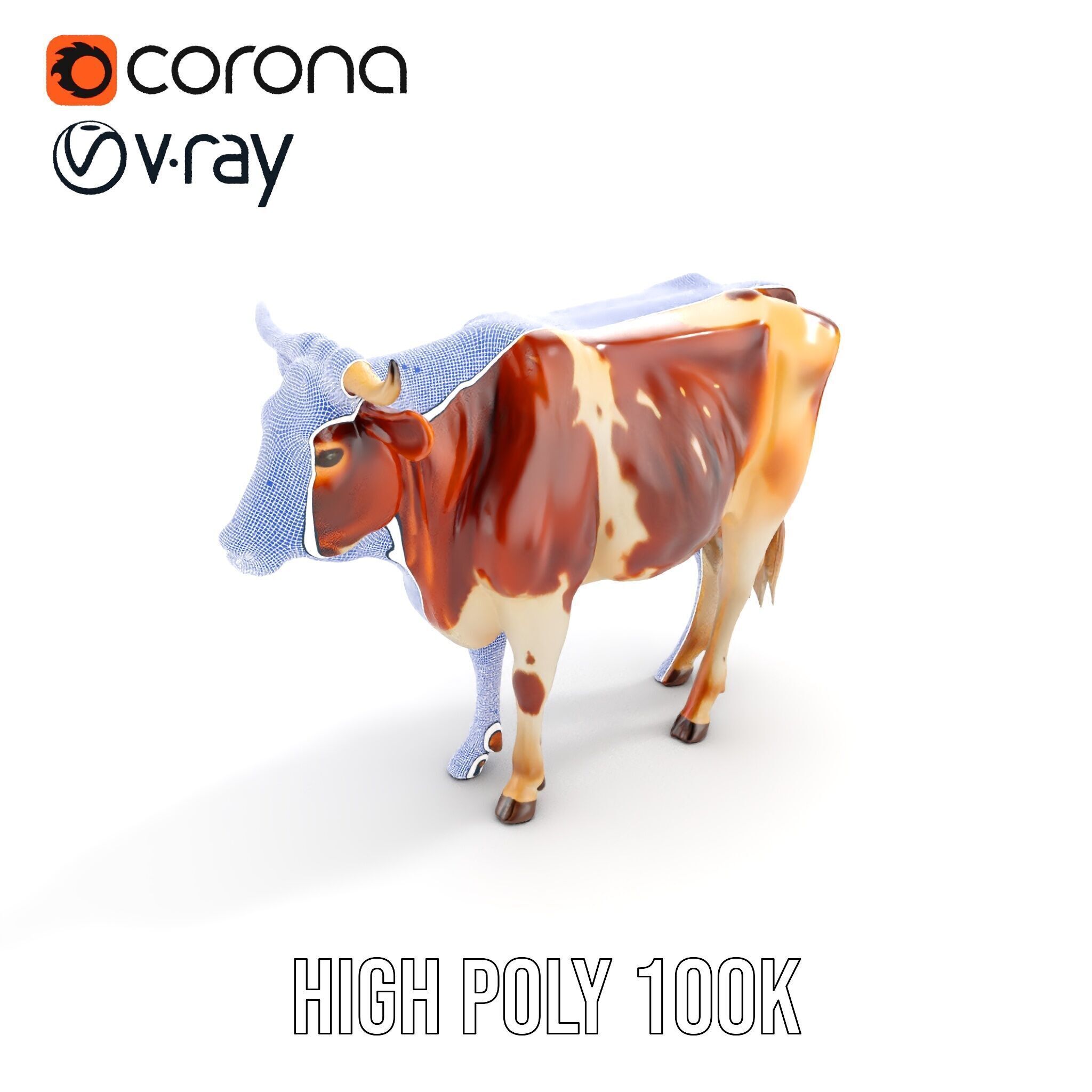Realistic Cow model pack for animation and games Low-poly 3D model_28