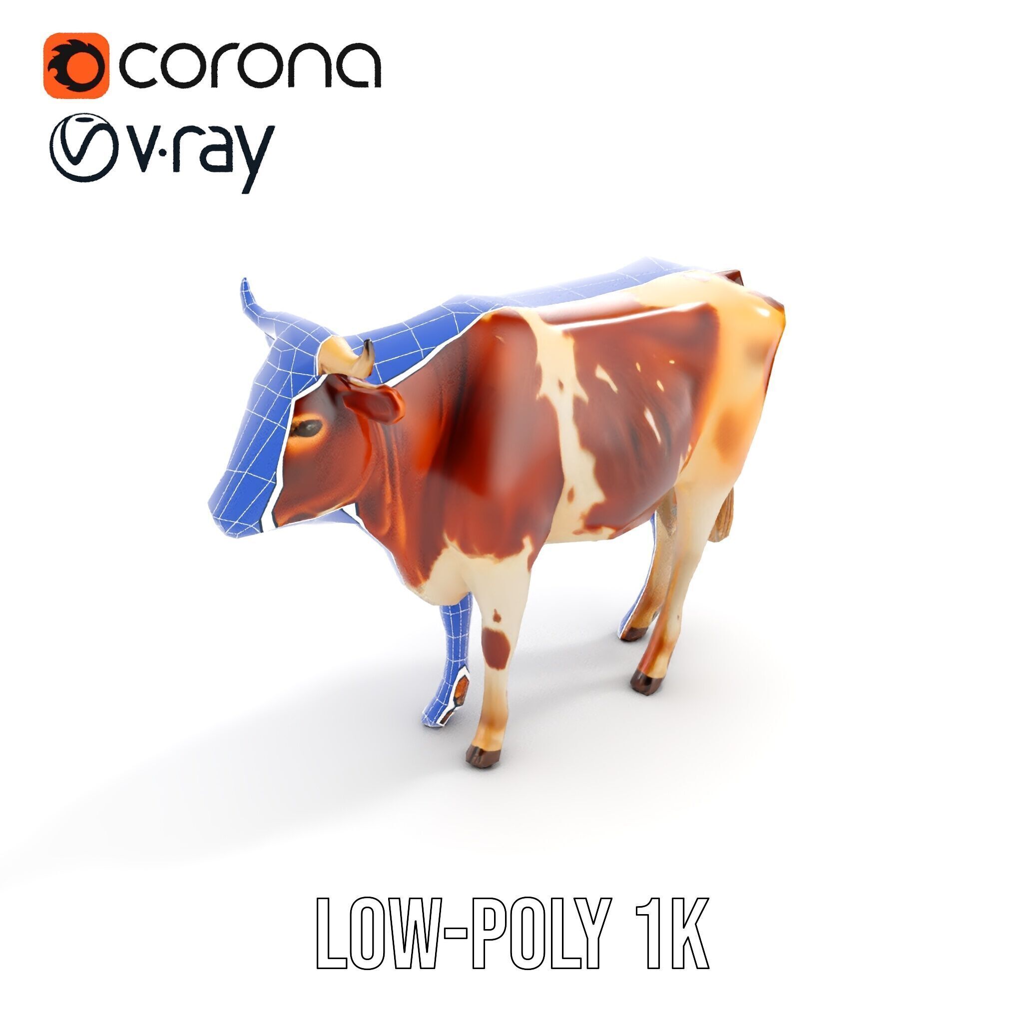 Realistic Cow model pack for animation and games Low-poly 3D model_24