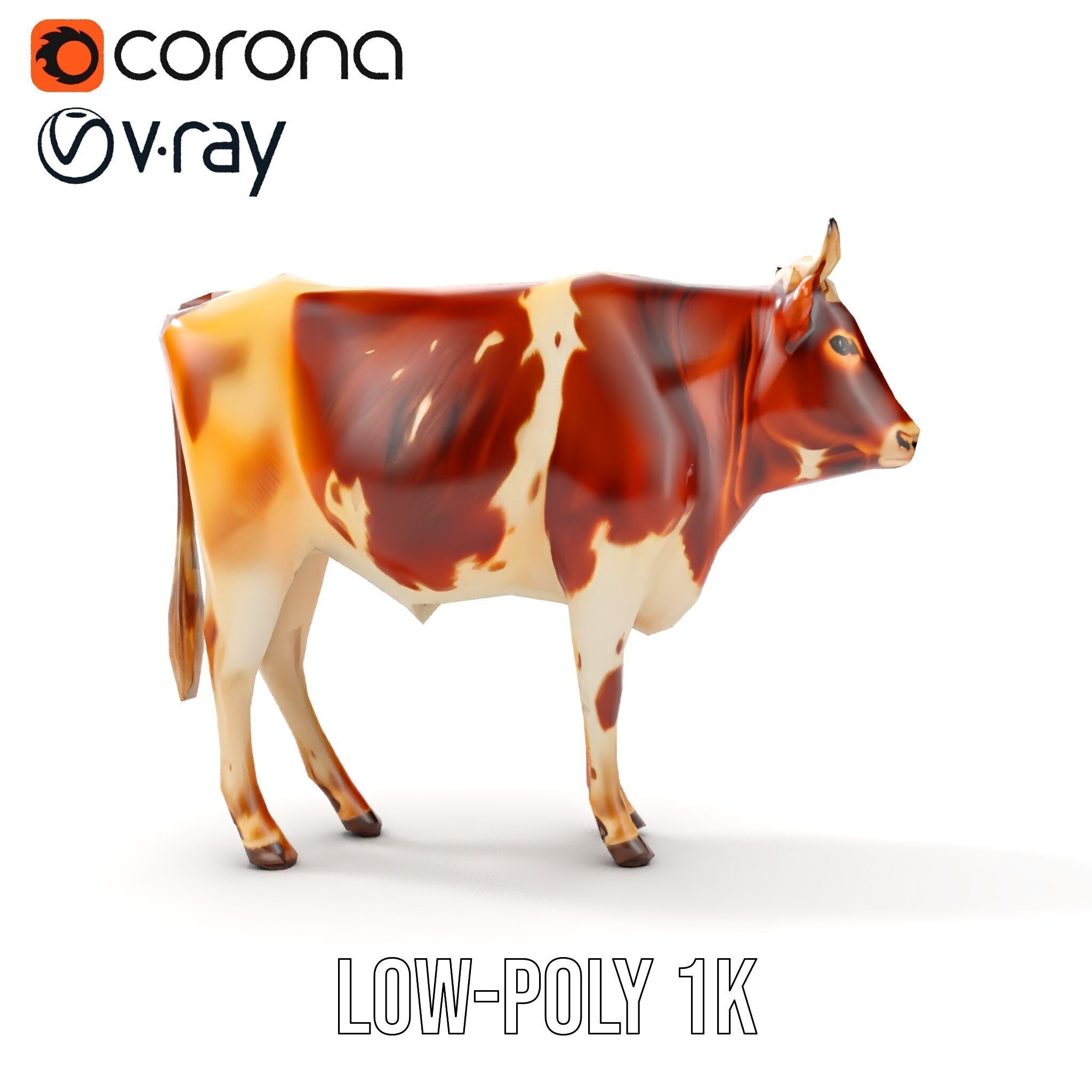 Realistic Cow model pack for animation and games Low-poly 3D model_14