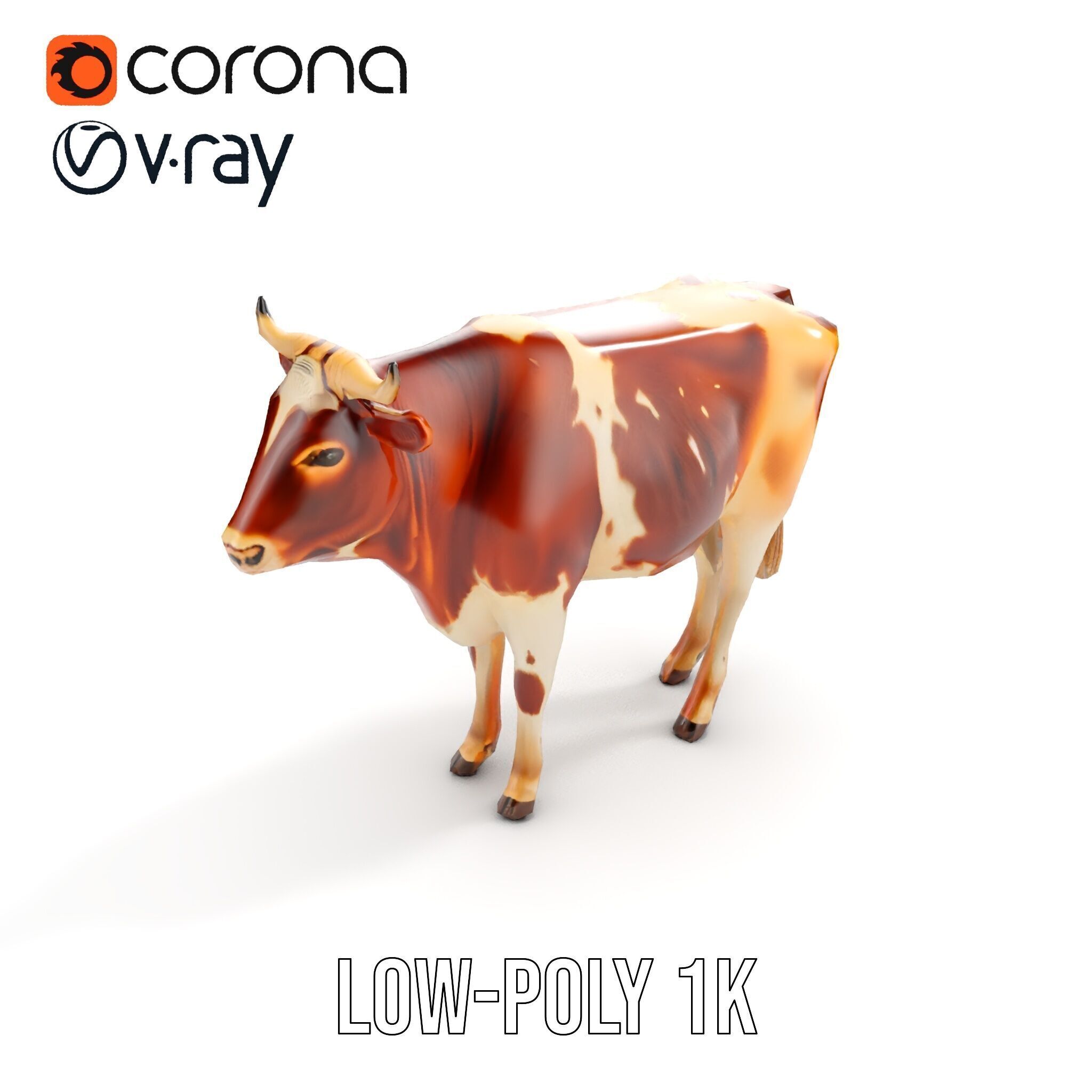 Realistic Cow model pack for animation and games Low-poly 3D model_11