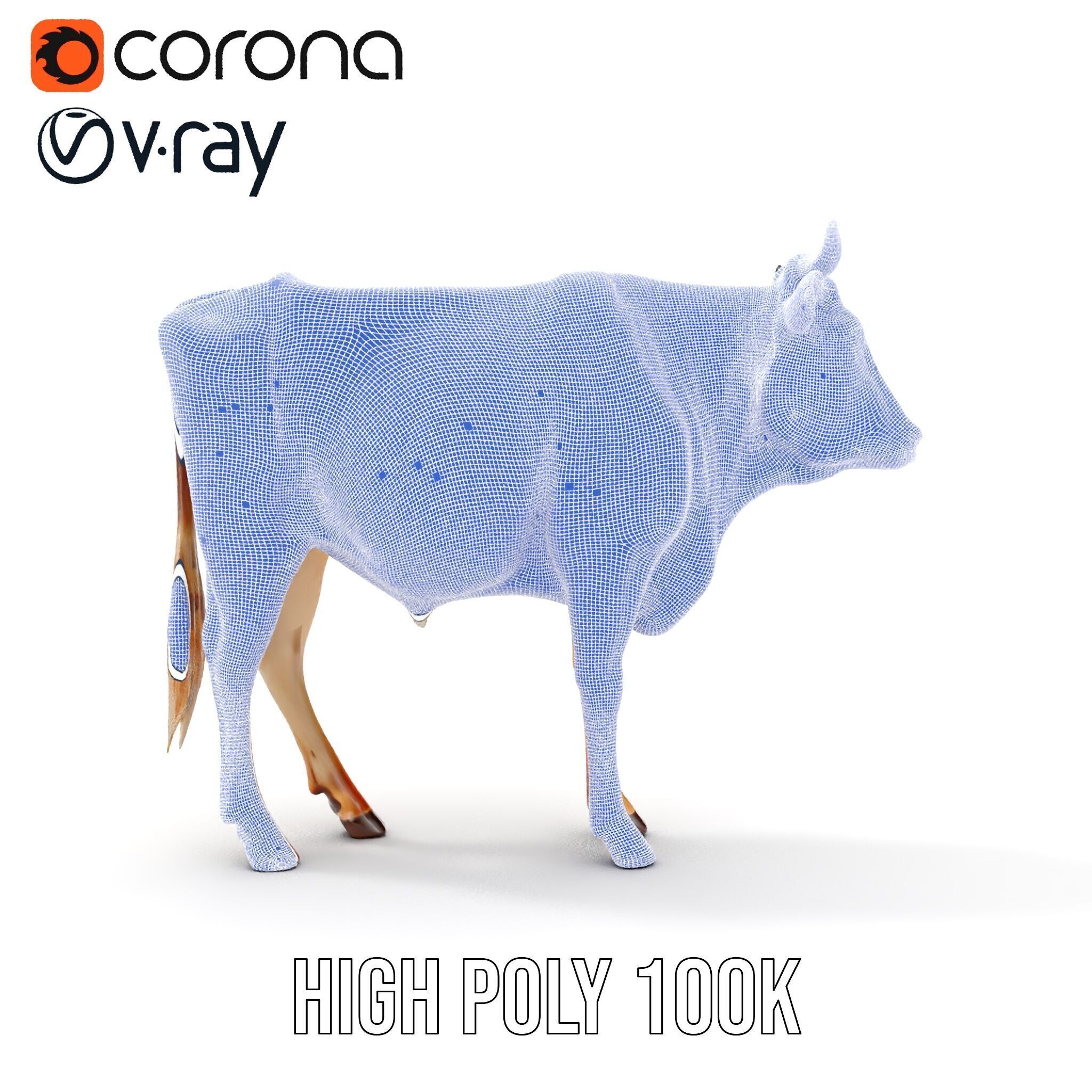 Realistic Cow model pack for animation and games Low-poly 3D model_38
