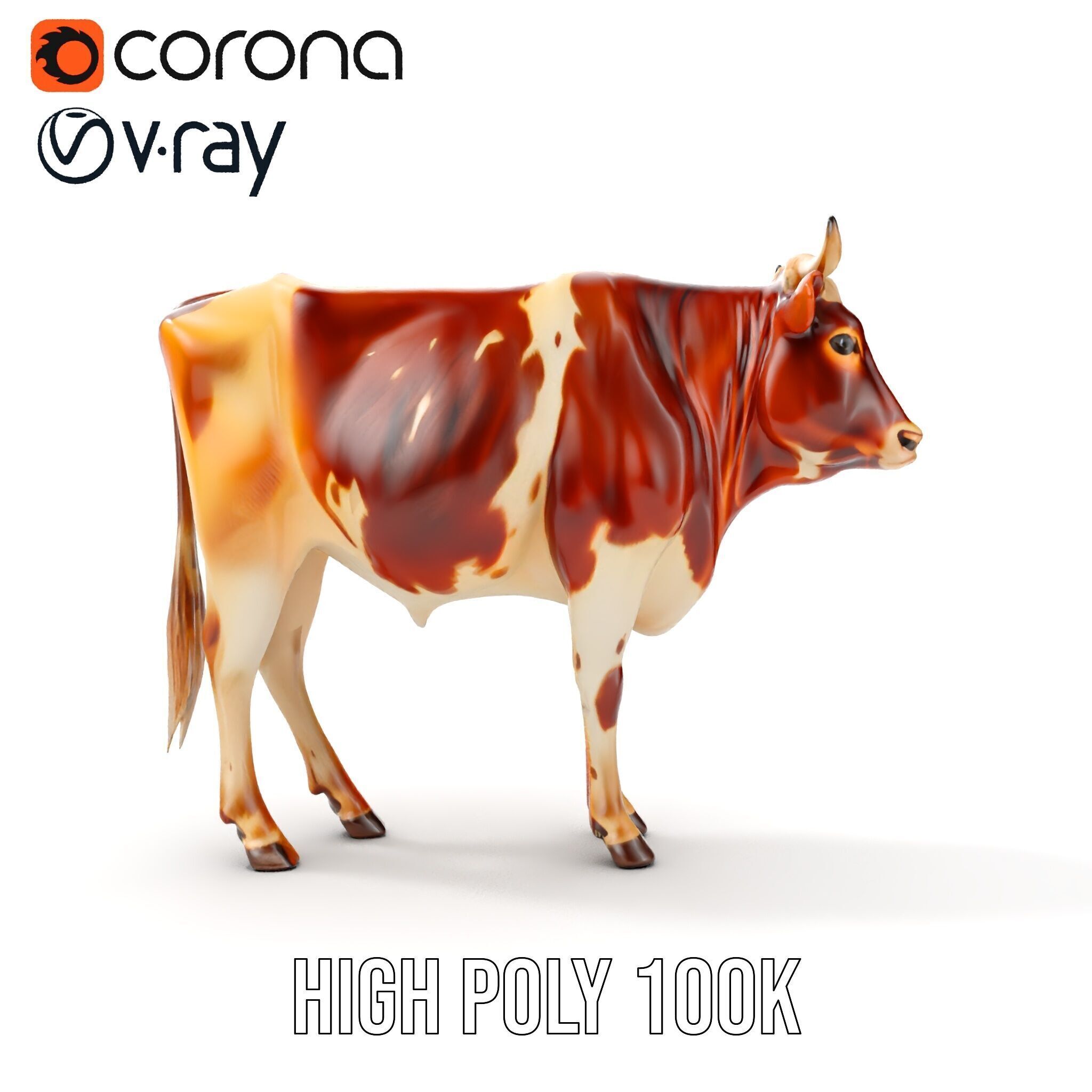 Realistic Cow model pack for animation and games Low-poly 3D model_34