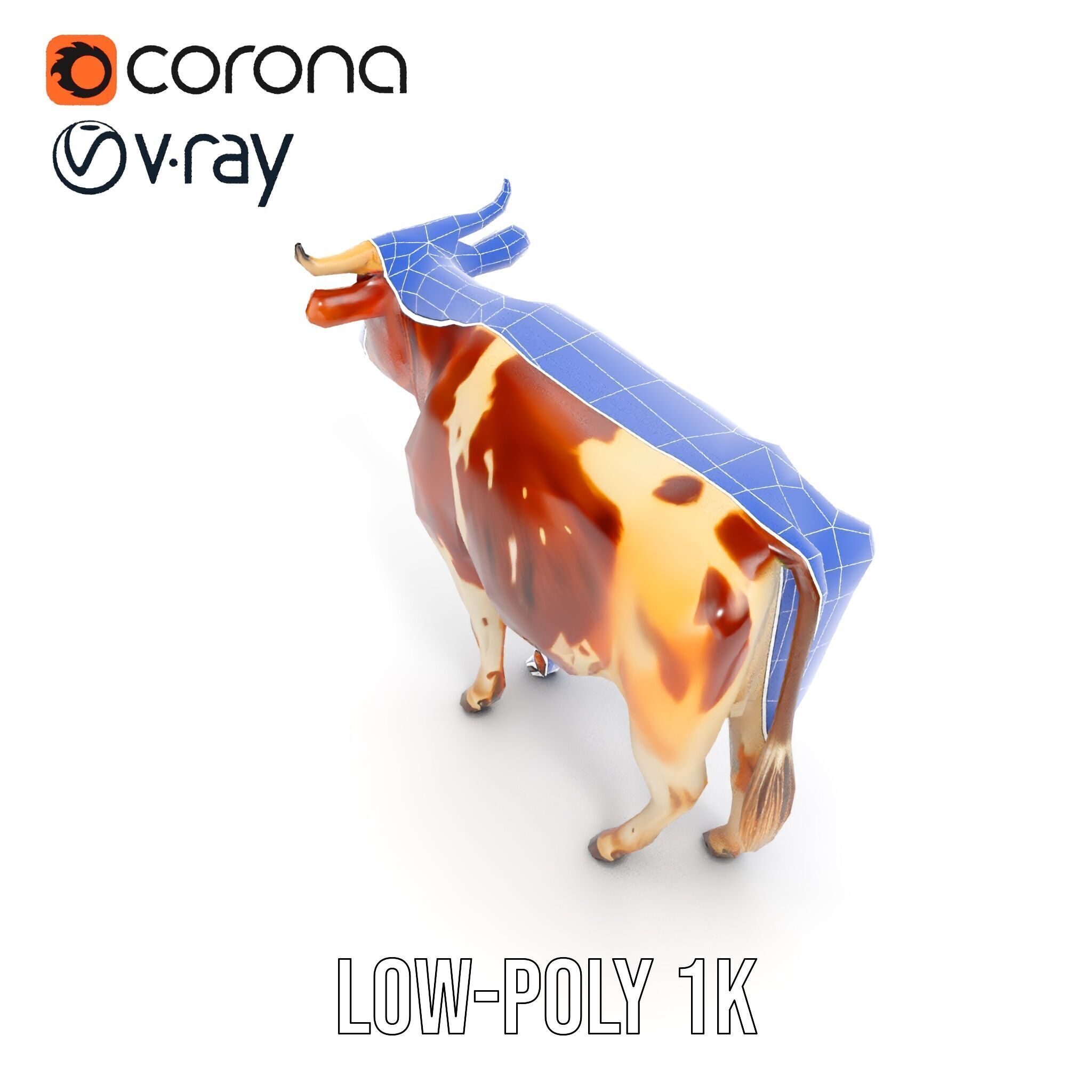 Realistic Cow model pack for animation and games Low-poly 3D model_33
