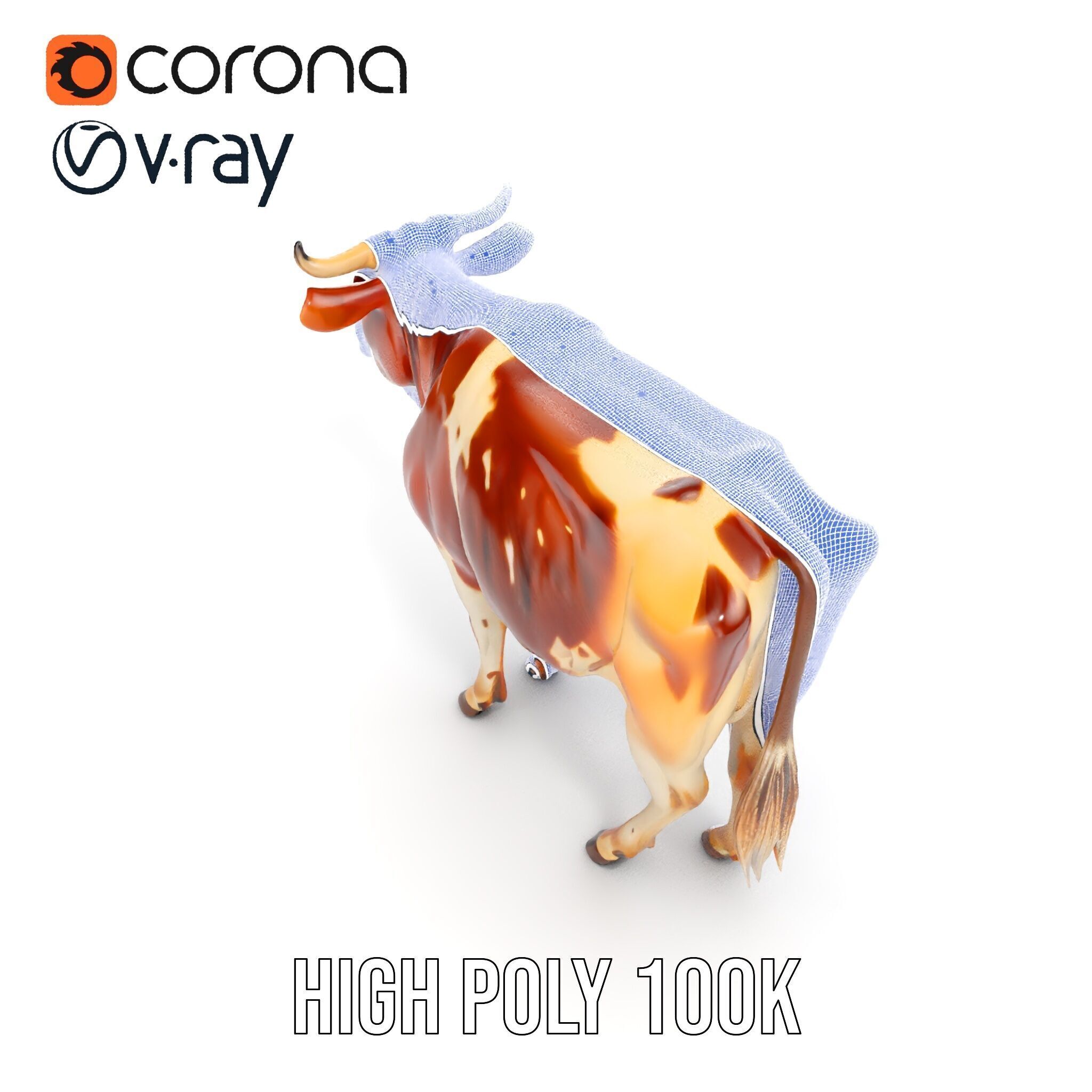 Realistic Cow model pack for animation and games Low-poly 3D model_37