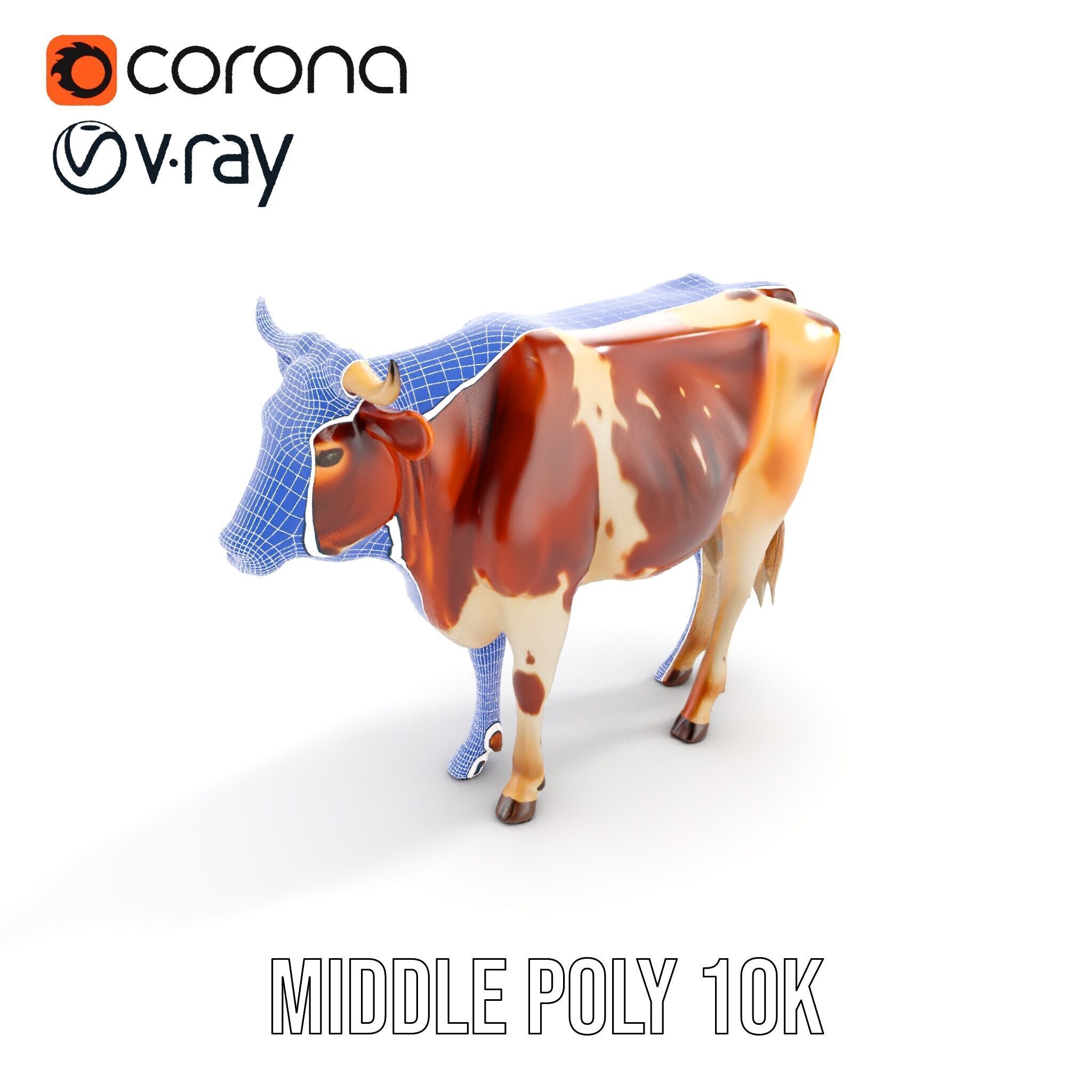 Realistic Cow model pack for animation and games Low-poly 3D model_23