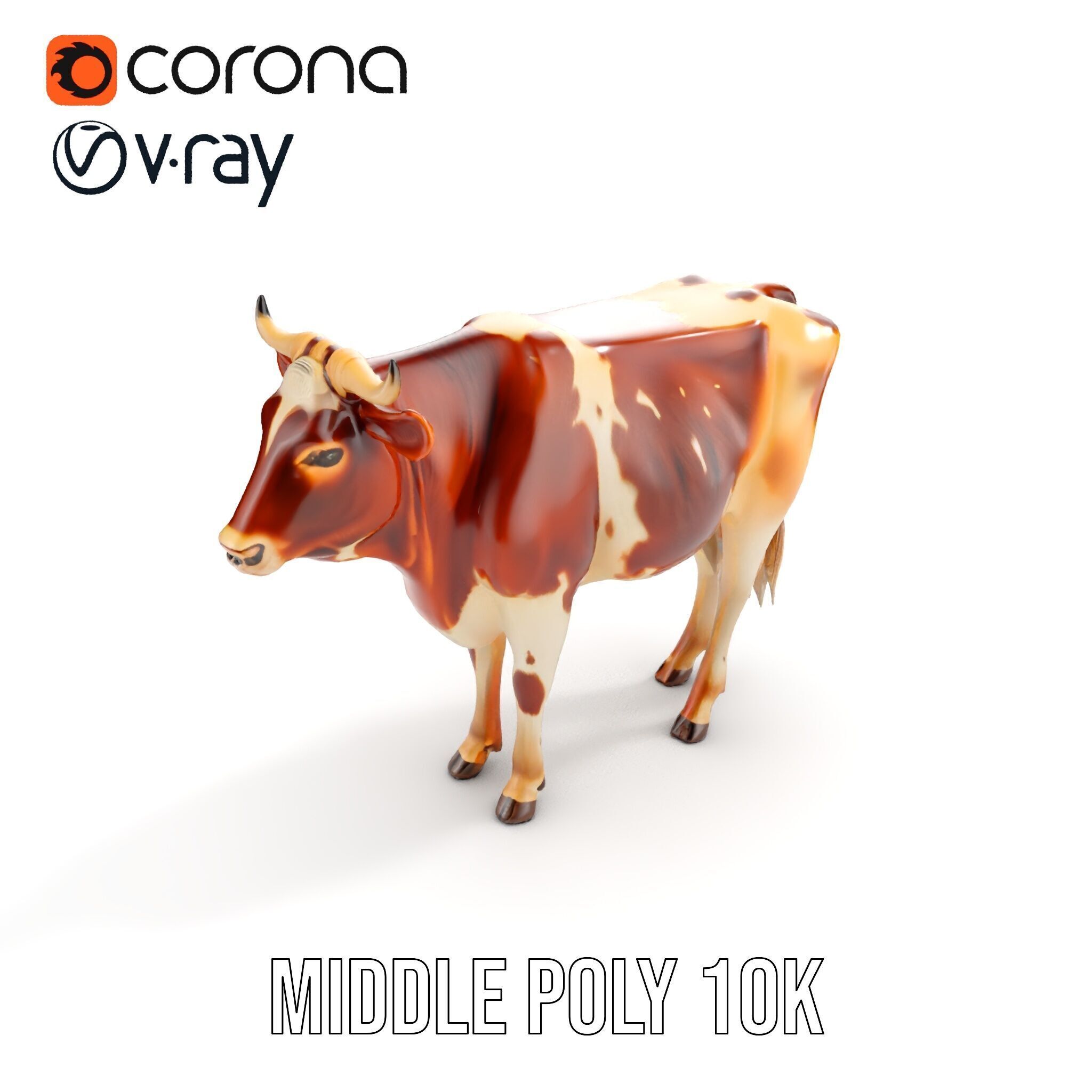 Realistic Cow model pack for animation and games Low-poly 3D model_10