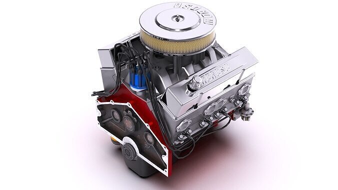 Moroso Chevy Small Block V8 engine Low-poly 3D model