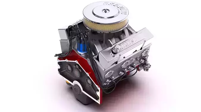 Moroso Chevy Small Block V8 engine Low-poly 3D model