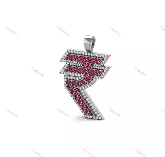 Indian Rupee Symbol Pendant-3D Jewelry Model