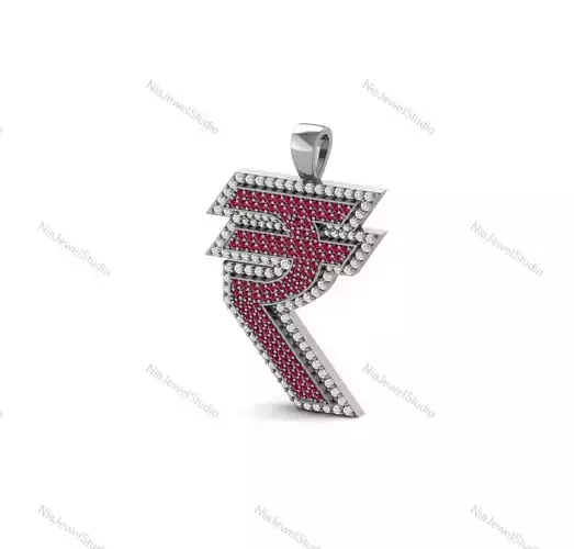 Indian Rupee Symbol Pendant-3D Jewelry Model