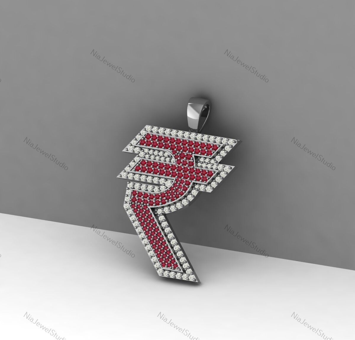 Indian Rupee Symbol Pendant-3D Jewelry Model 3D print model_1