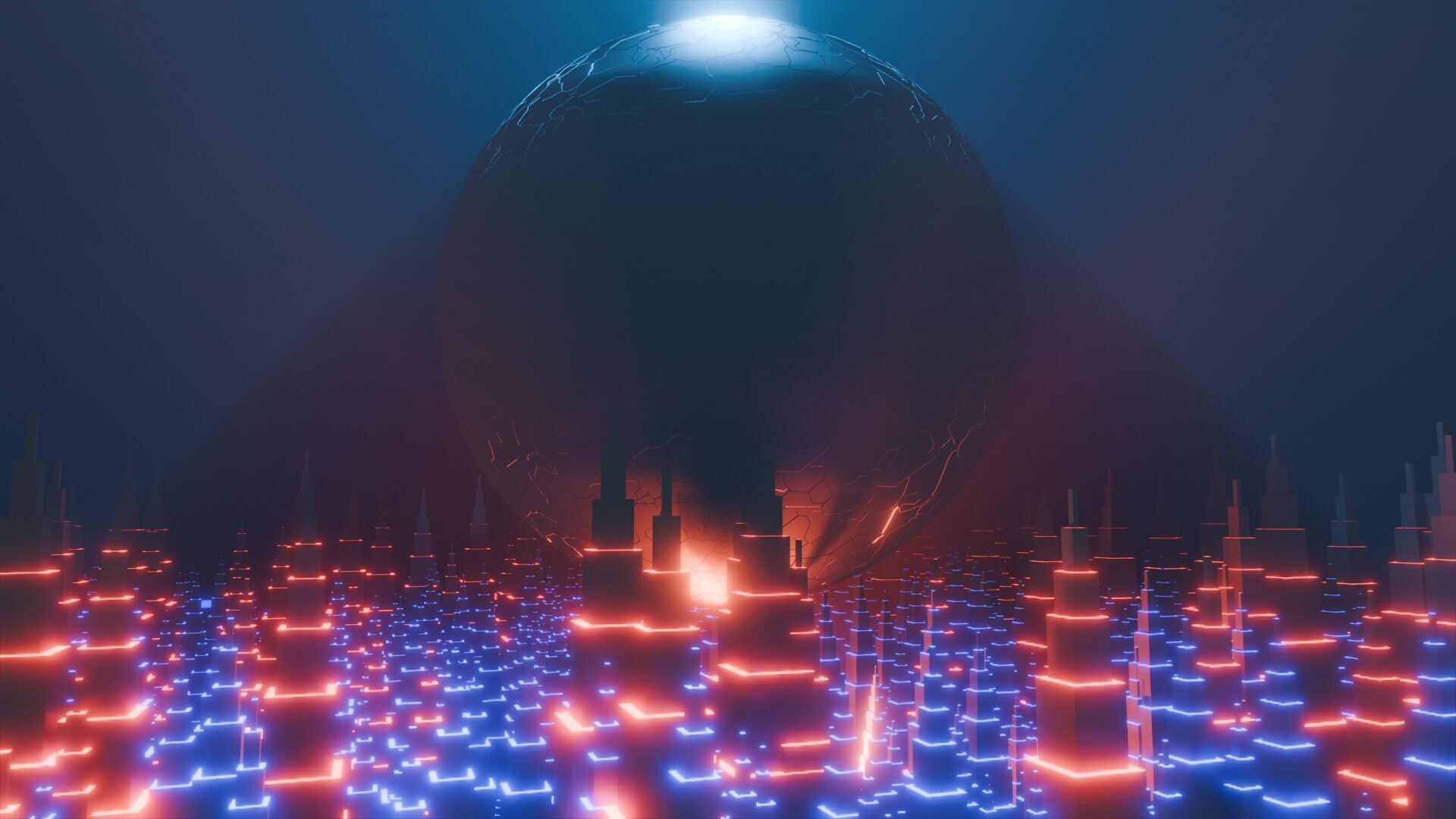 Sci-Fi City Building Animation 3D model_3