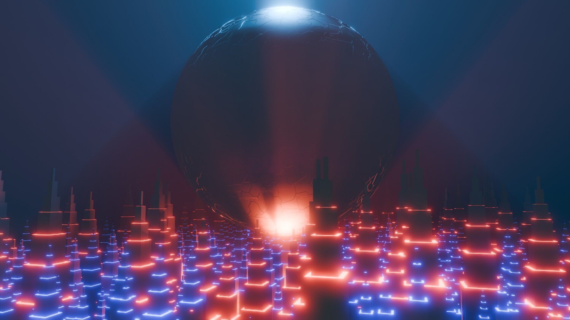 Sci-Fi City Building Animation 3D model_4