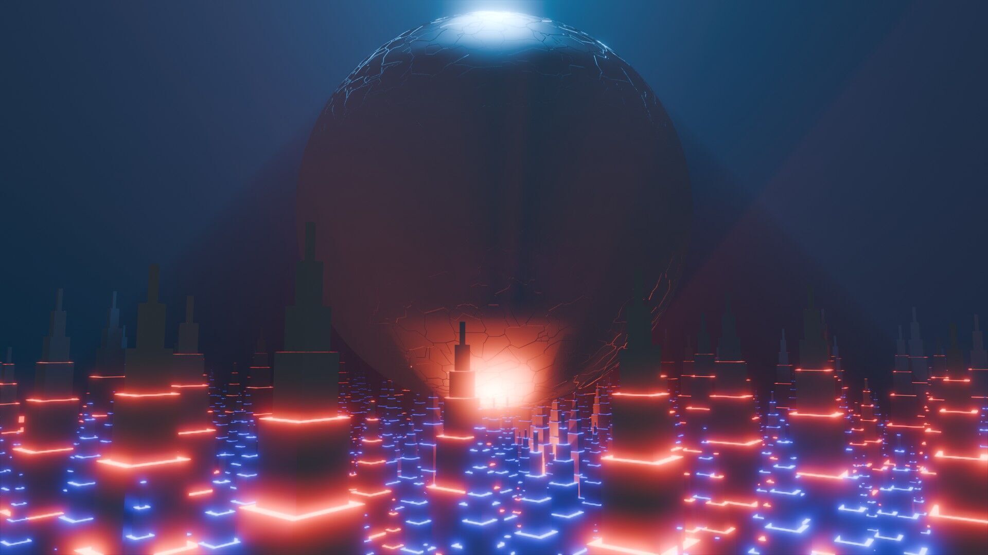 Sci-Fi City Building Animation 3D model_2