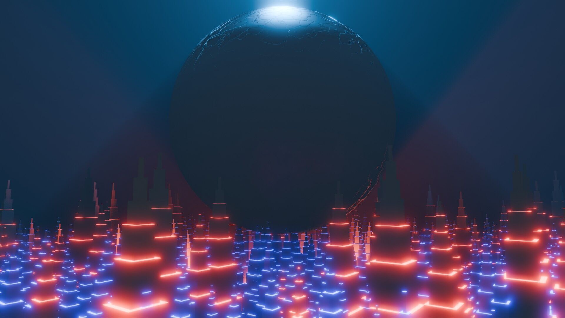 Sci-Fi City Building Animation 3D model_6